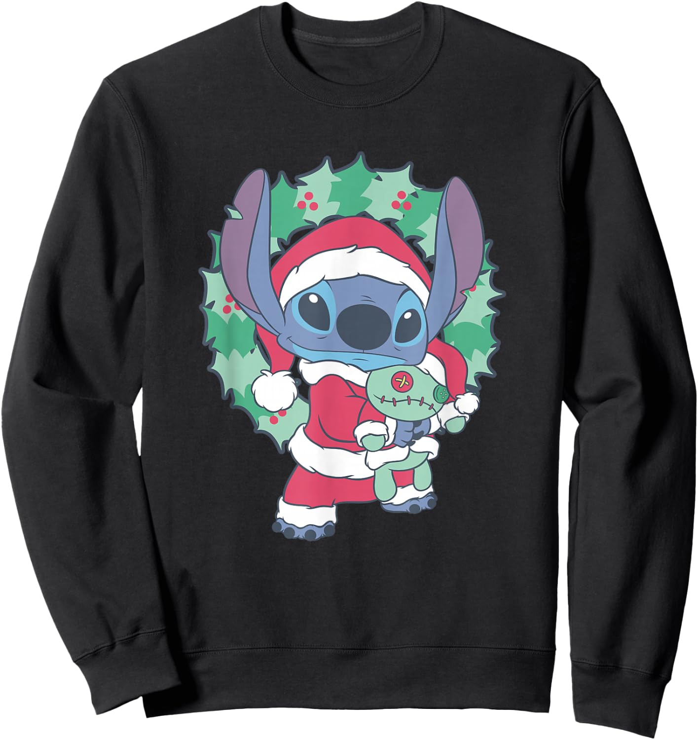 Disney Lilo & Stitch Christmas Santa Claus Stitch Portrait Sweatshirt - Sweatshirt | Black