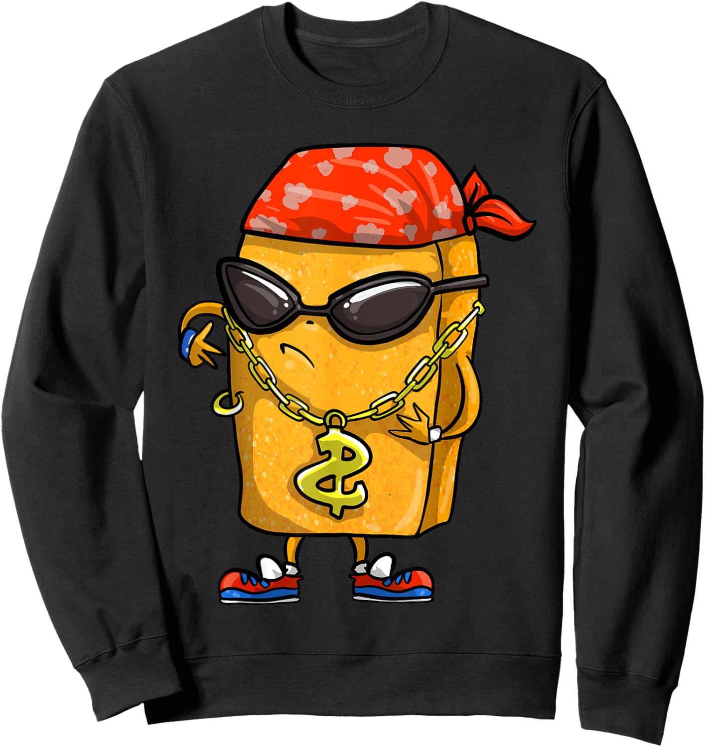 Funny Chicken Nugget Gift Kids Cool Gangster Nug Life Sweatshirt - Sweatshirt | Black