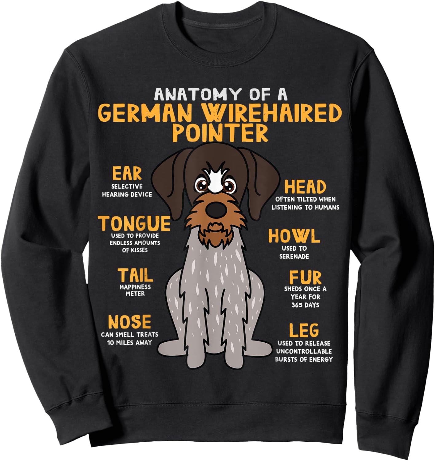Deutscher Wirehaired Zeiger-lustige Geschenke Co German Wirehaired Pointer Anatomy Funny Dog Mom Sweatshirt - Sweatshirt | Black