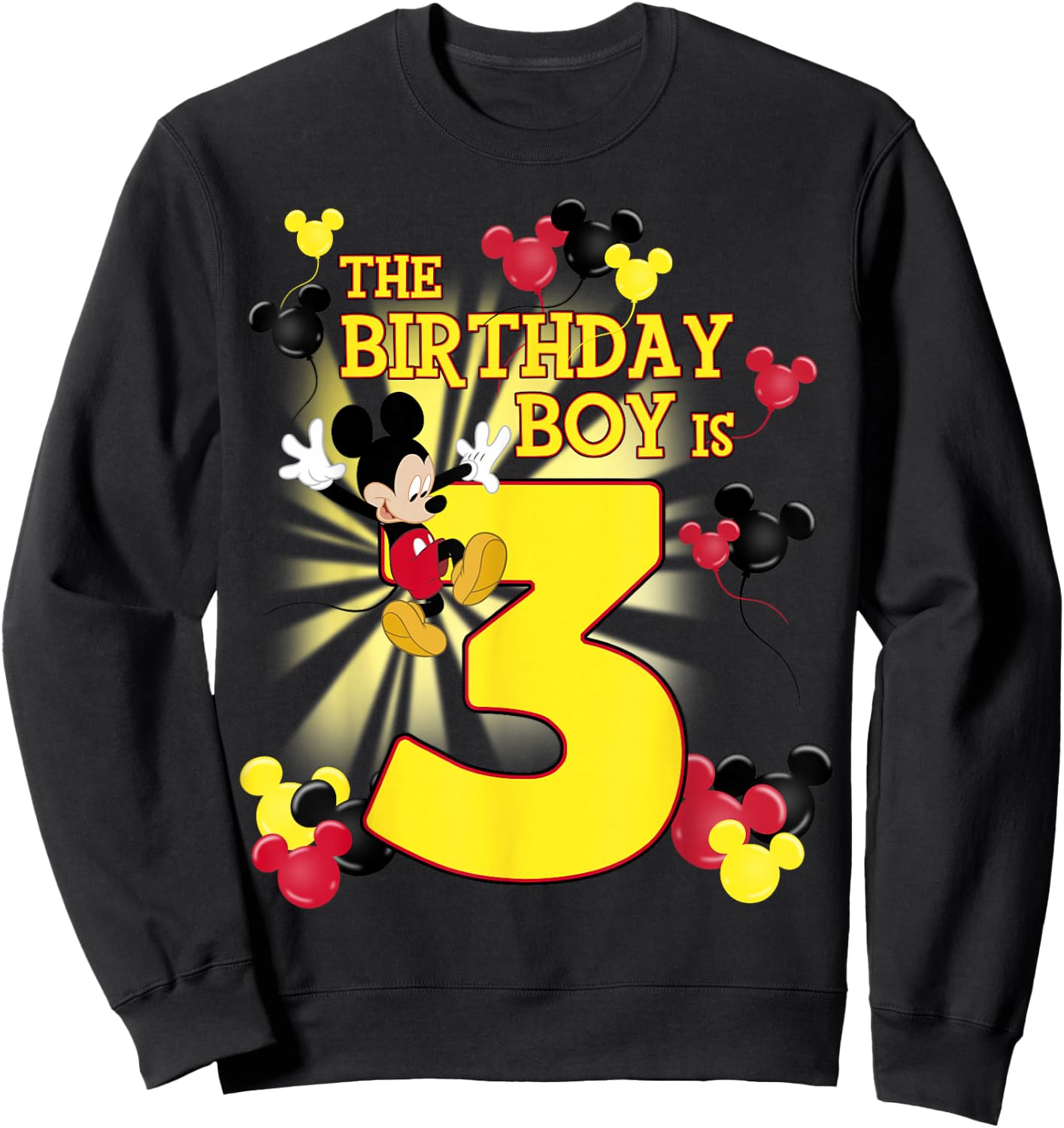 Disney Mickey and Friends Mickey 3rd Birthday Boy Small Sweatshirt - Sweatshirt | Black