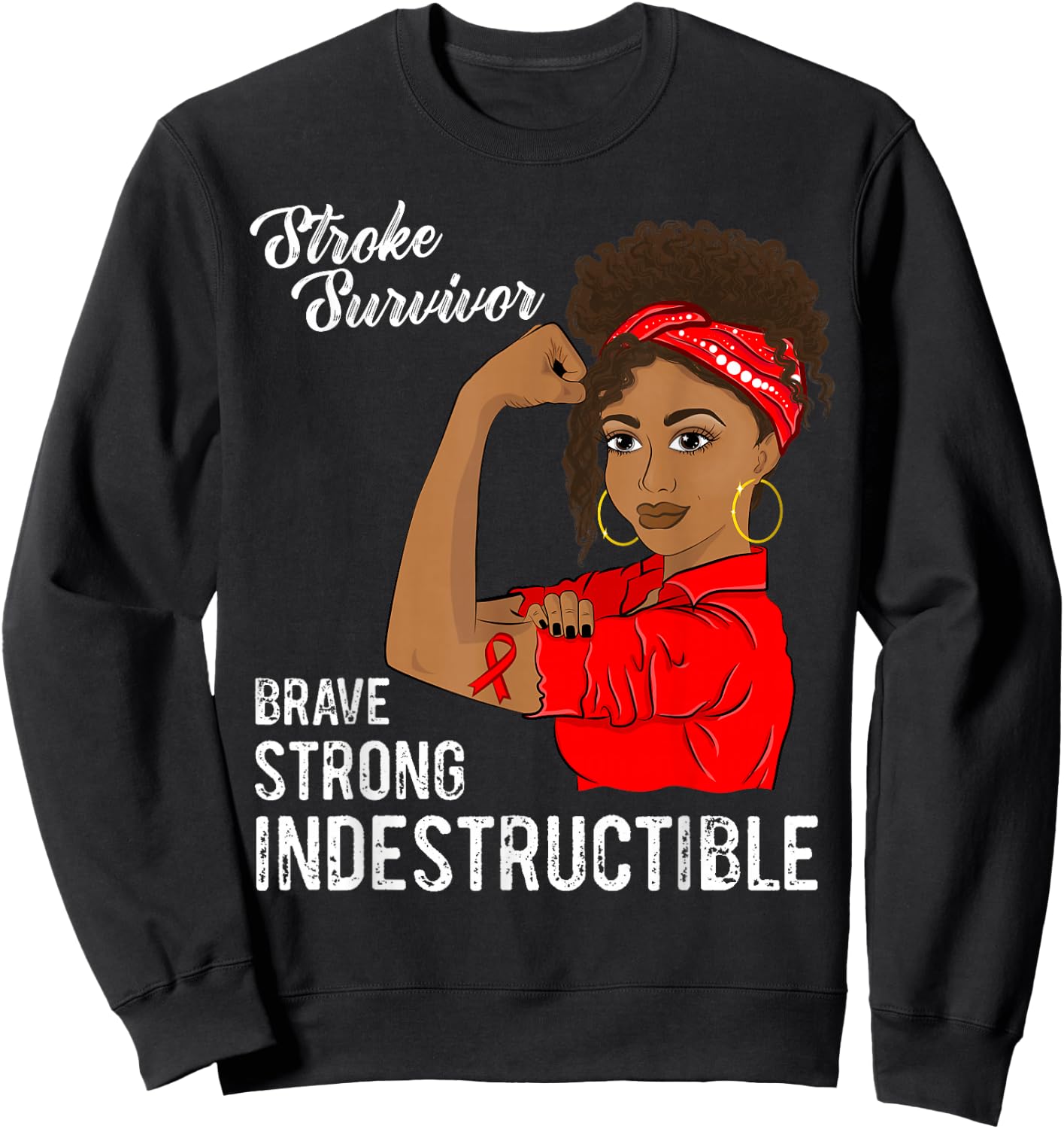 Stroke Survivor Indestructible Warrior Awareness Sweatshirt - Sweatshirt | Black