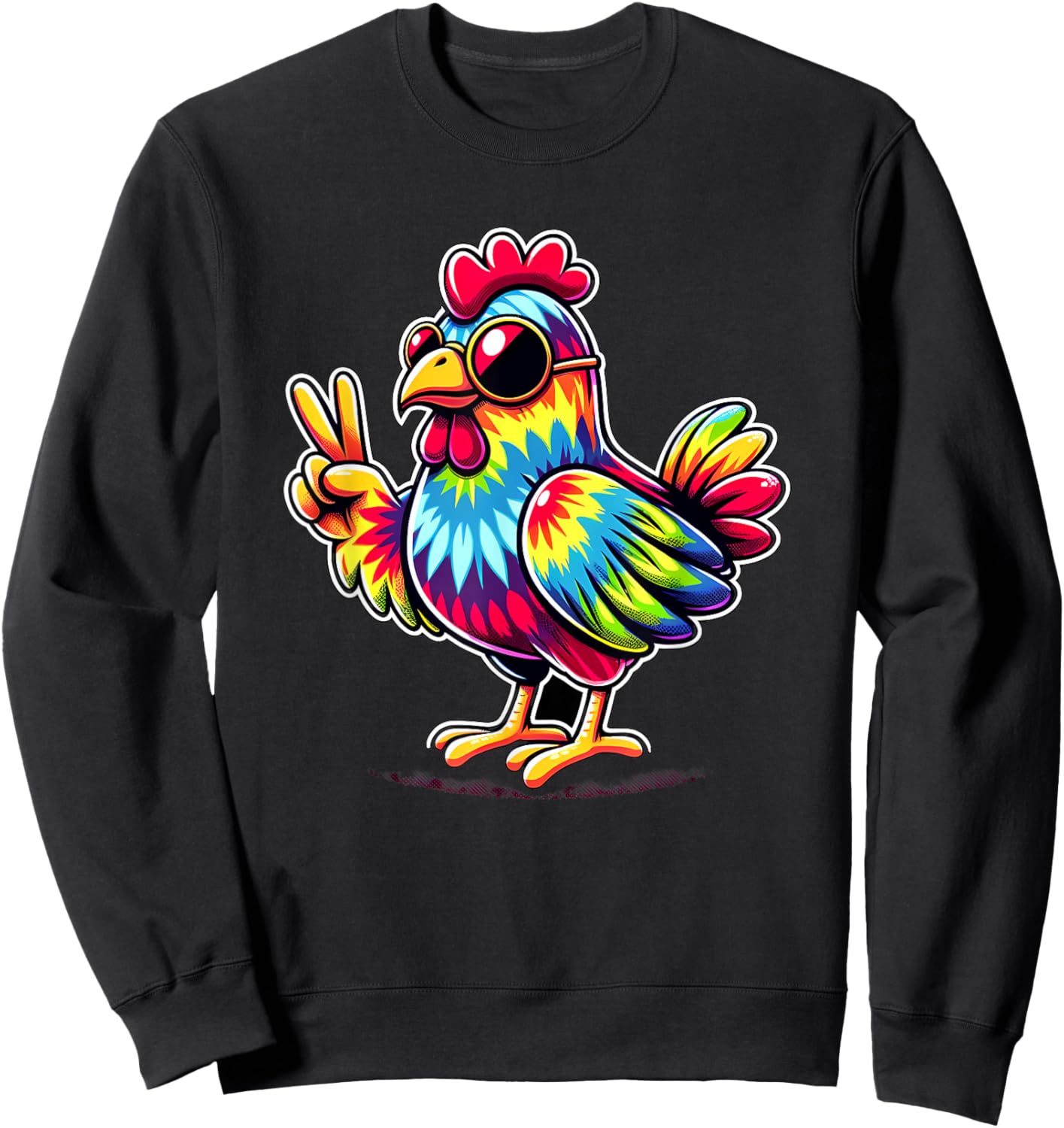Peace Sign Tie Dye Chicken Sweatshirt - Sweatshirt | Black
