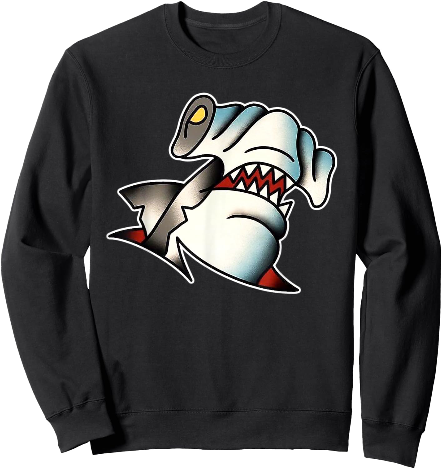 Hammerhead Shark Traditional Tattoo Flash Sweatshirt - Sweatshirt | Black