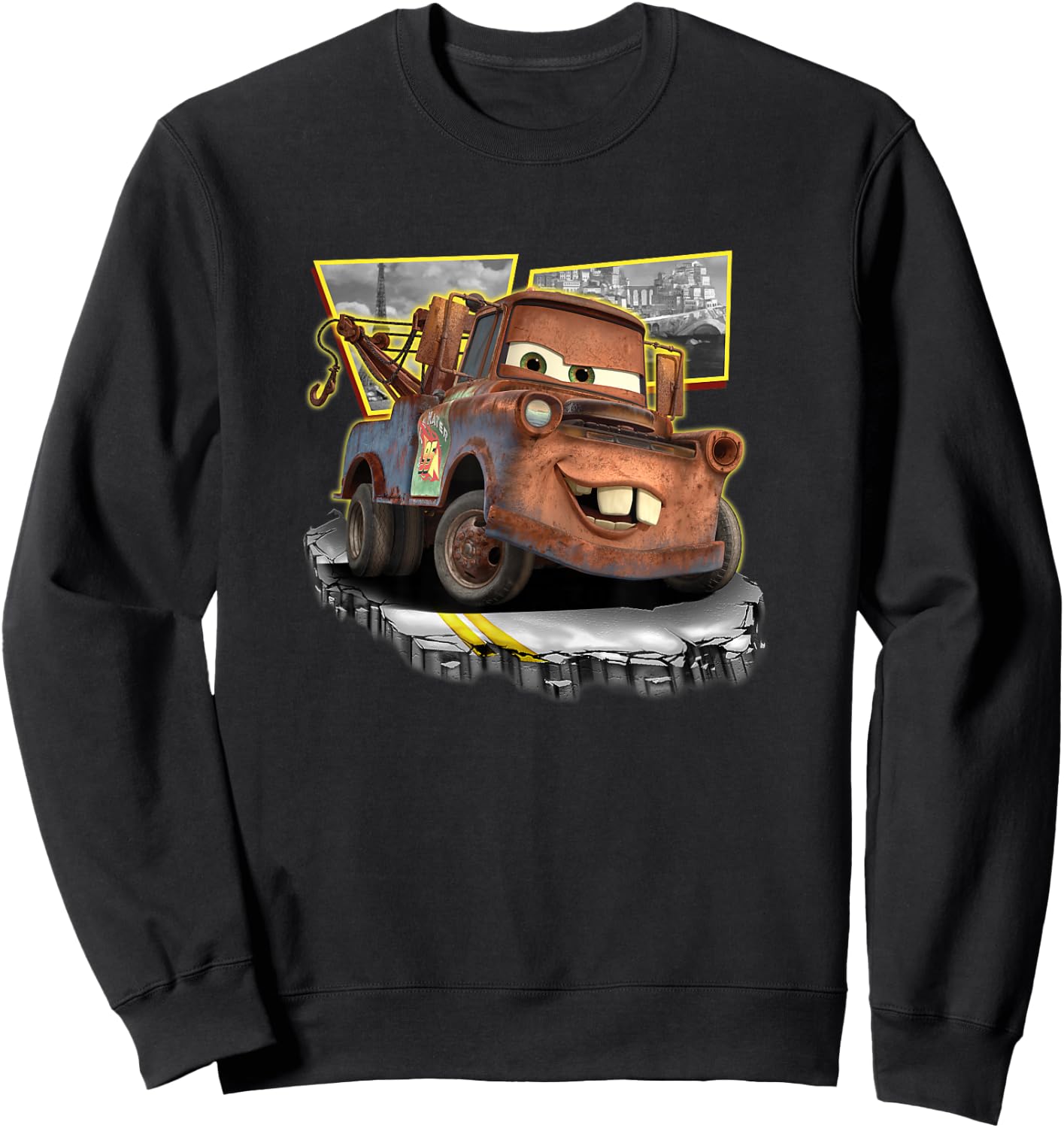 Disney Pixar Cars 2 Tow Mater Grand Prix Vintage Shots Sweatshirt - Sweatshirt | Black