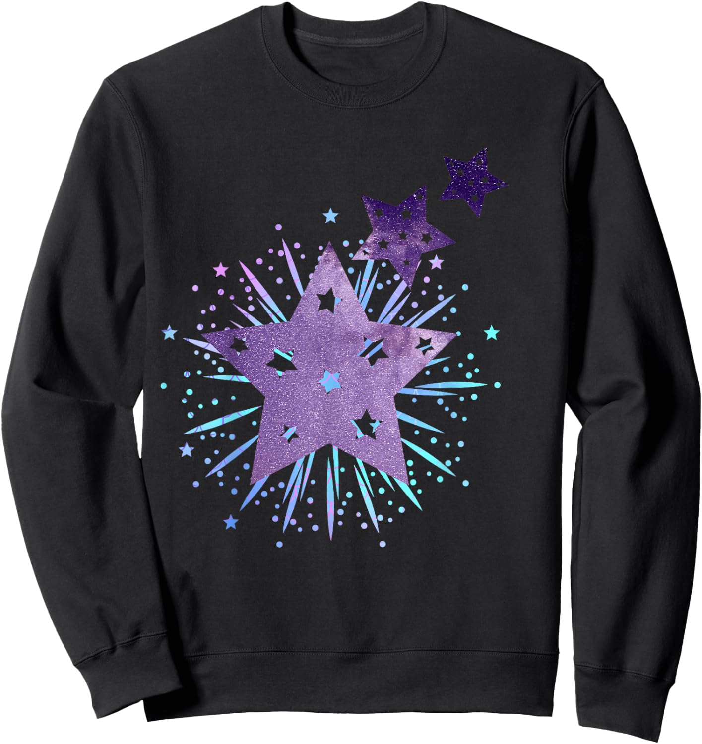 Purple Starburst Shooting Star Sweatshirt - Sweatshirt | Black