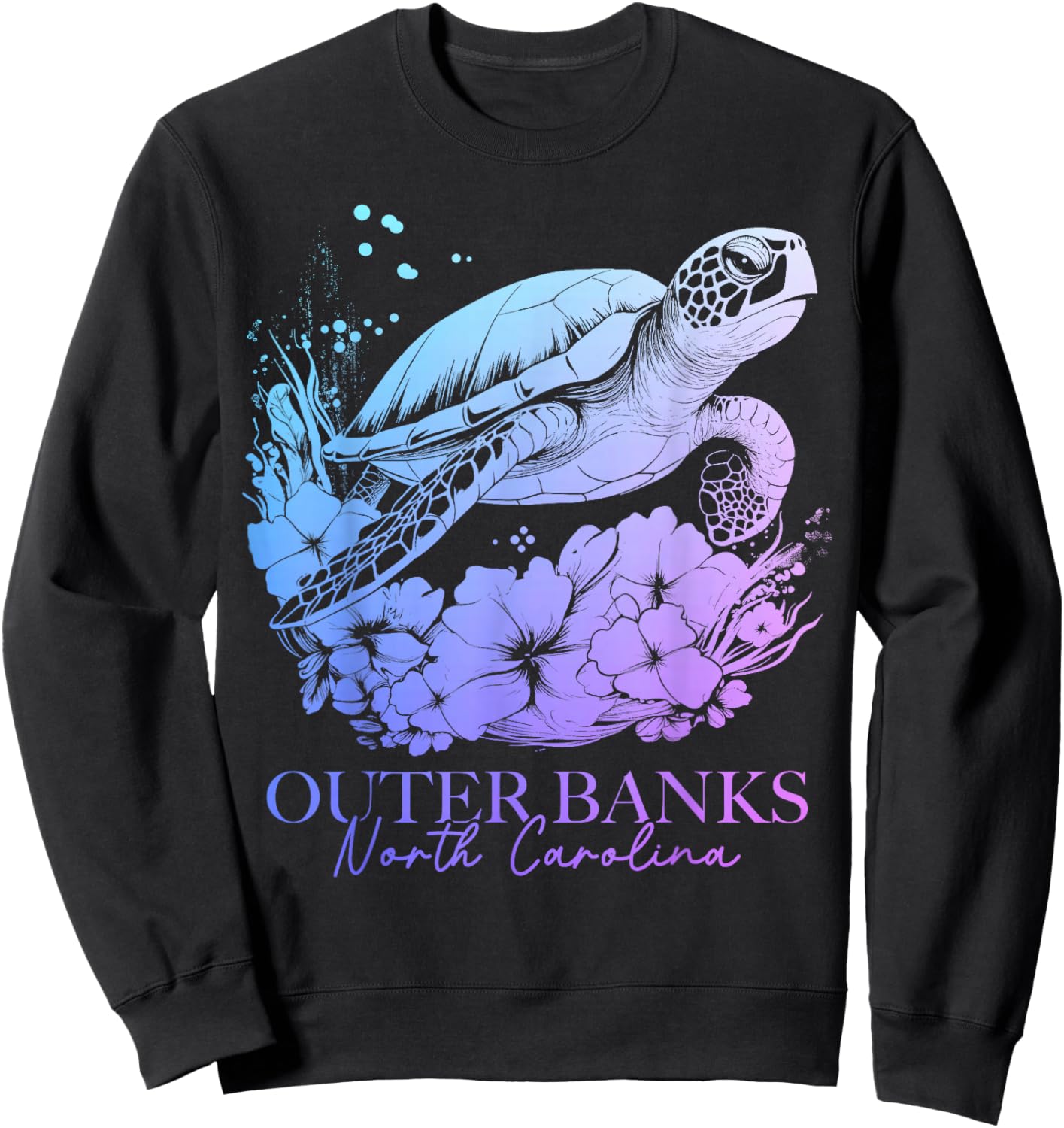 Outer Banks North Carolina Sea Turtle Surf Surfer Sweatshirt - Sweatshirt | Black