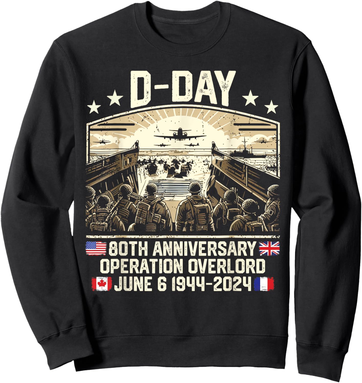 Operation Overlord 1944 D-Day 2024 80th Anniversary Normandy Sweatshirt - Sweatshirt | Black