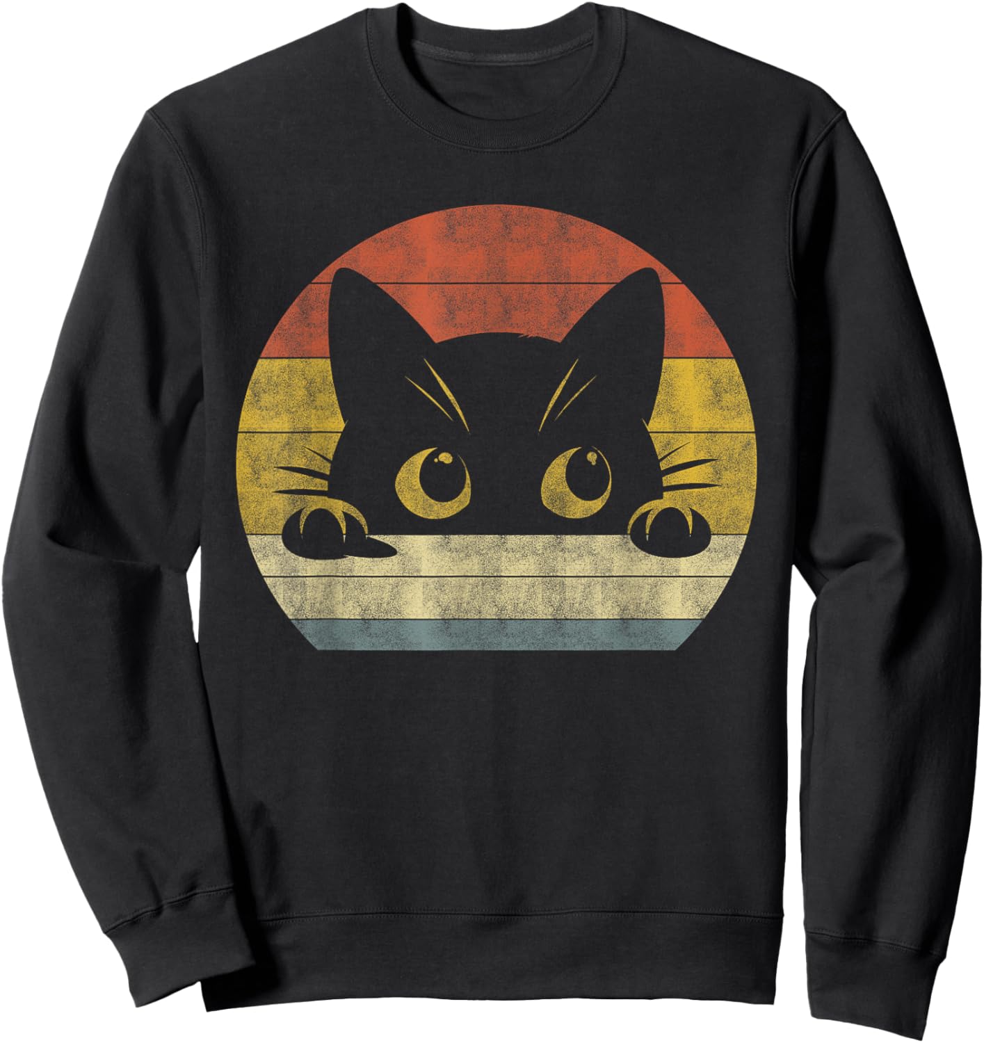 Cute Cat Shirt Retro Cat Owner Funny Cat Lovers Women Kids Sweatshirt - Sweatshirt | Black