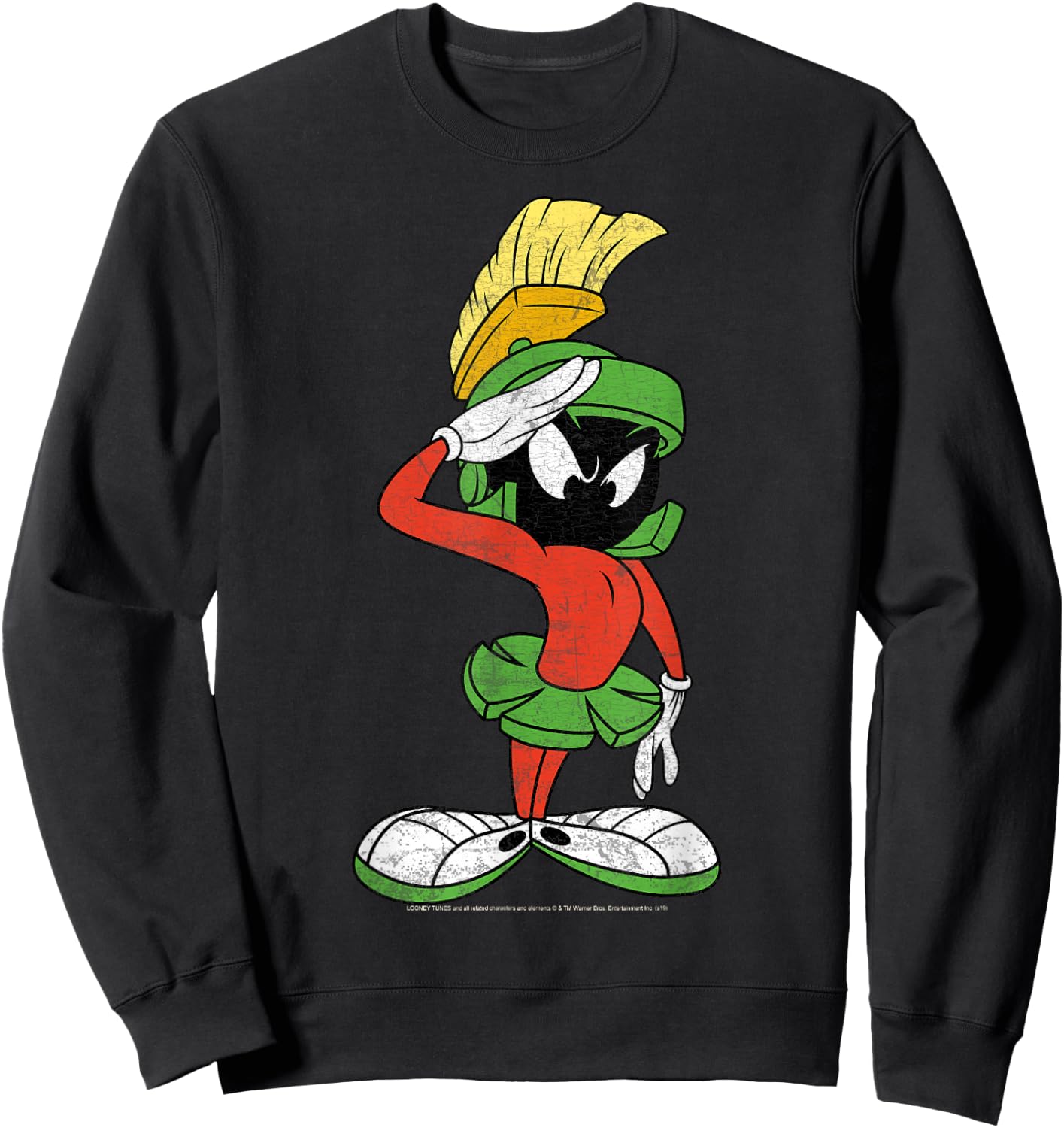 Looney Tunes Marvin The Martian Salute Portrait Sweatshirt - Sweatshirt | Black