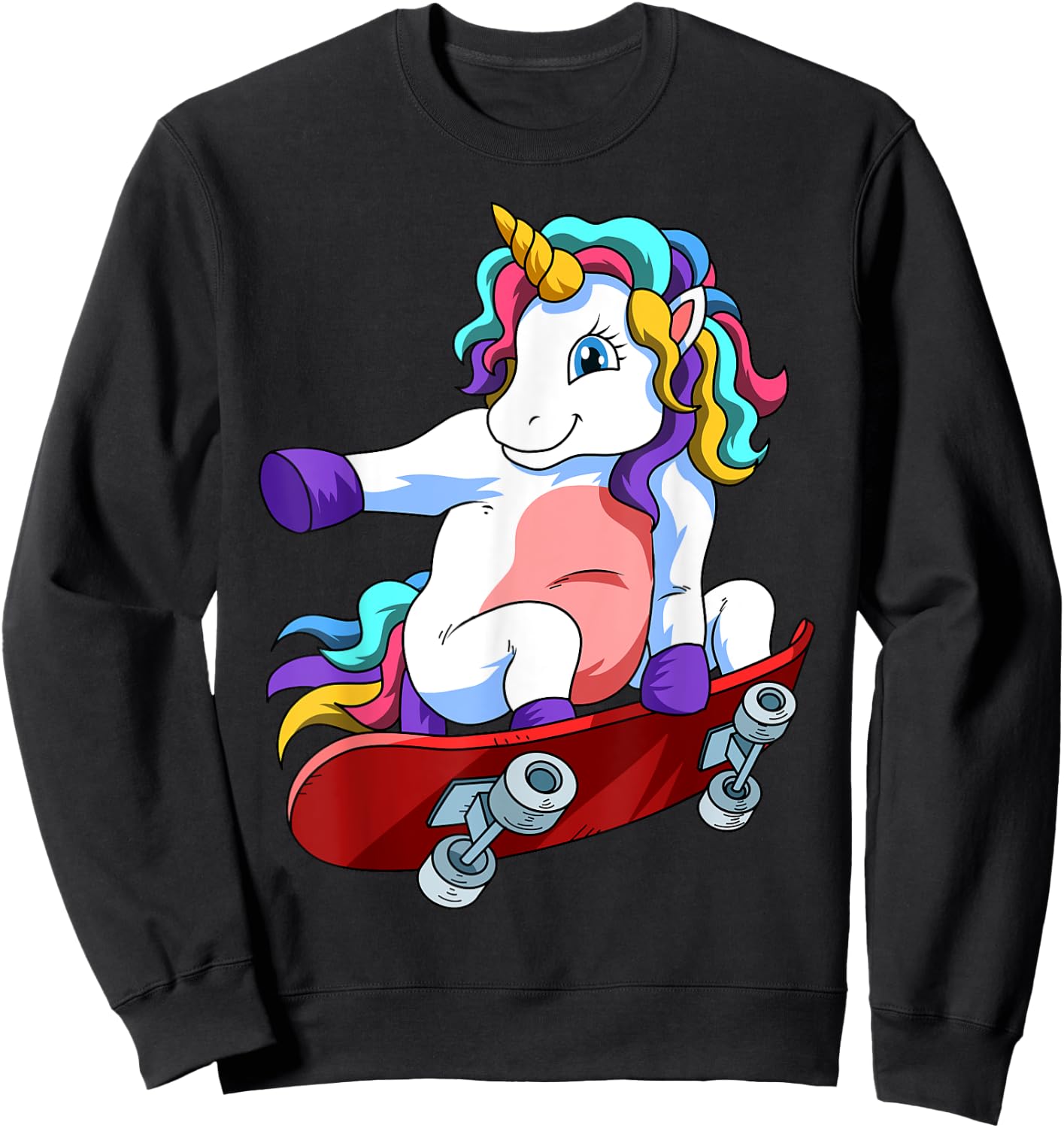 Skateboard Unicorn Lover Skateboarder Skateboarding Skate Sweatshirt - Sweatshirt | Black