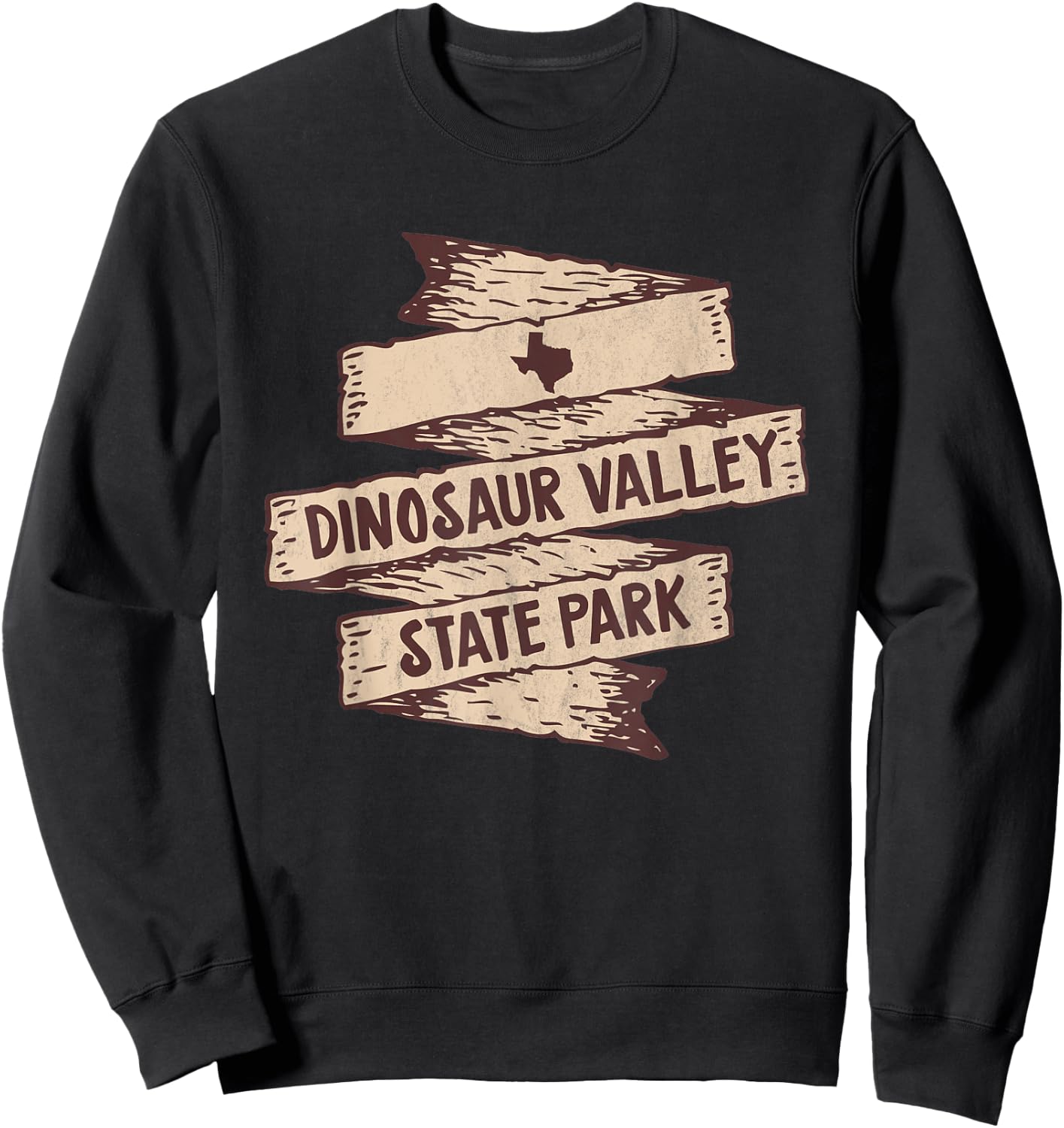 I Love Dinosaur Valley State Park Texas TX Wooden Sign Sweatshirt - Sweatshirt | Black