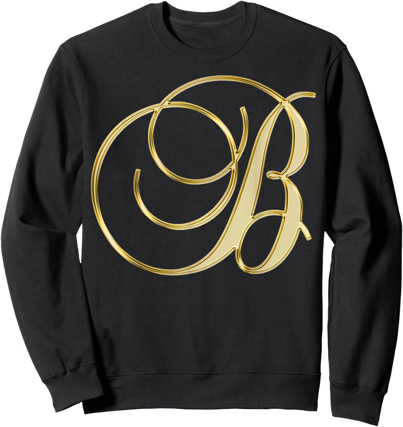 Monogram Initial Letter B Gold Sweatshirt - Sweatshirt | Black