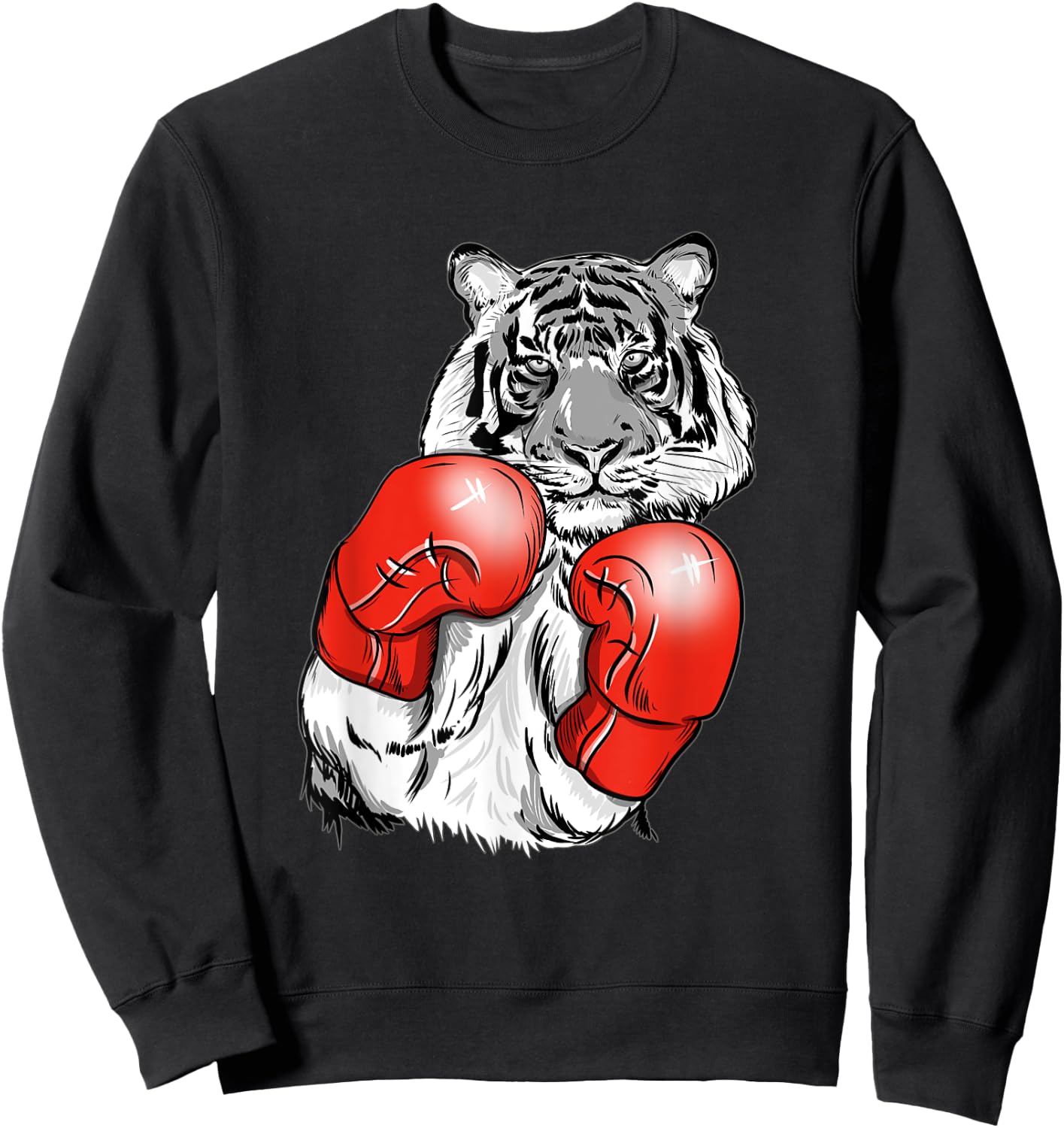 Funny Boxing Tiger With Red Gloves Kids Adults Sweatshirt - Sweatshirt | Black