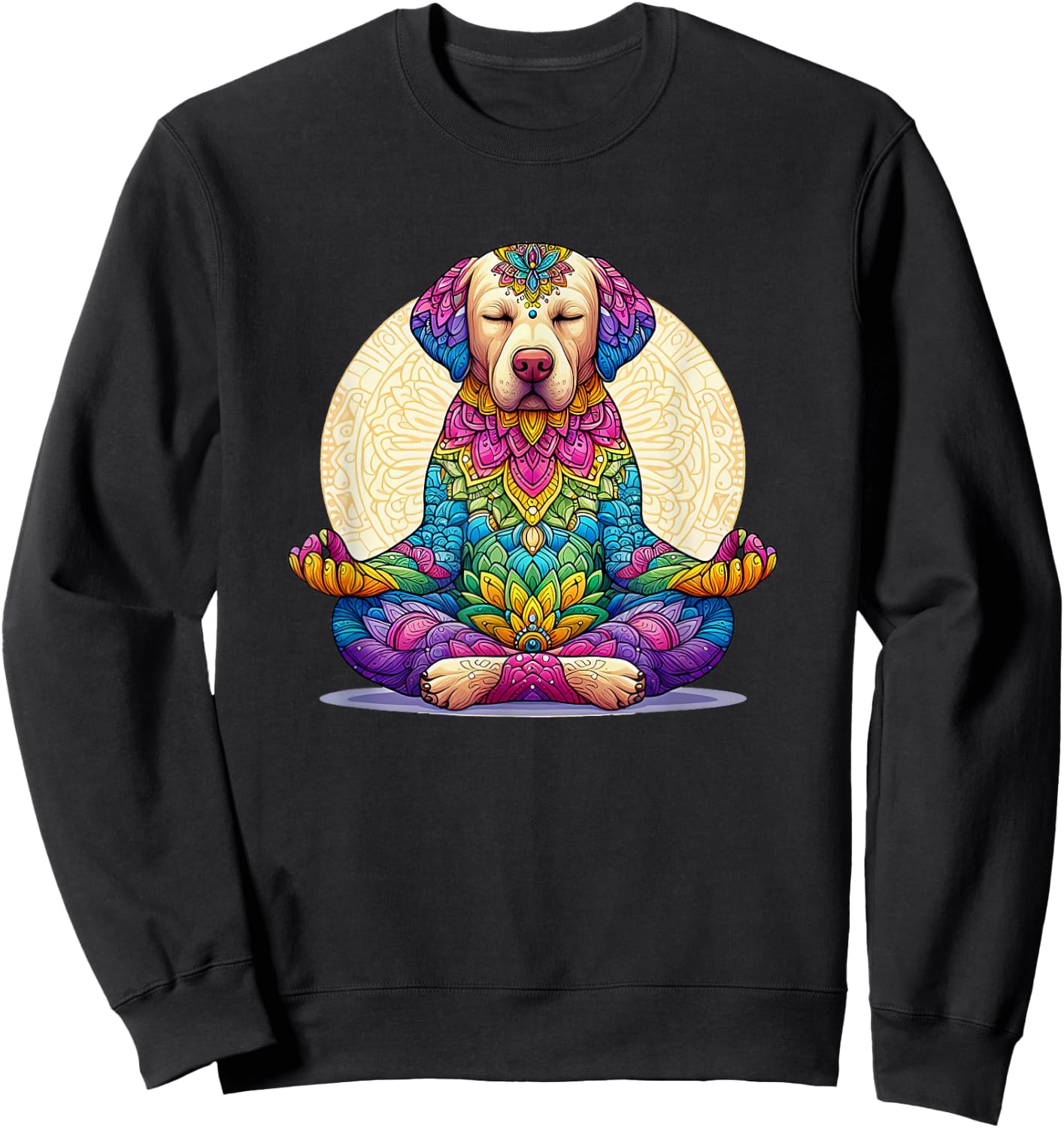 Labrador Retriever Dog Meditating with Mandala Sweatshirt - Sweatshirt | Black