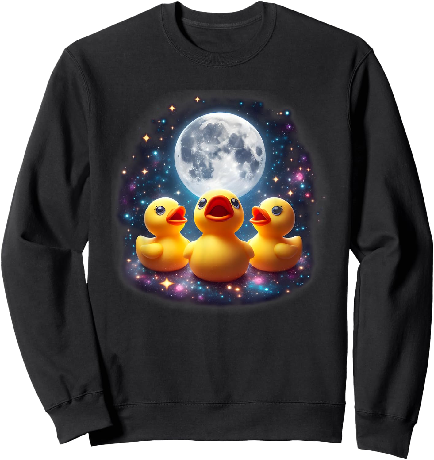 Howling At The Moon - Cute Rubber Duck Weird Funny Gift Sweatshirt - Sweatshirt | Black