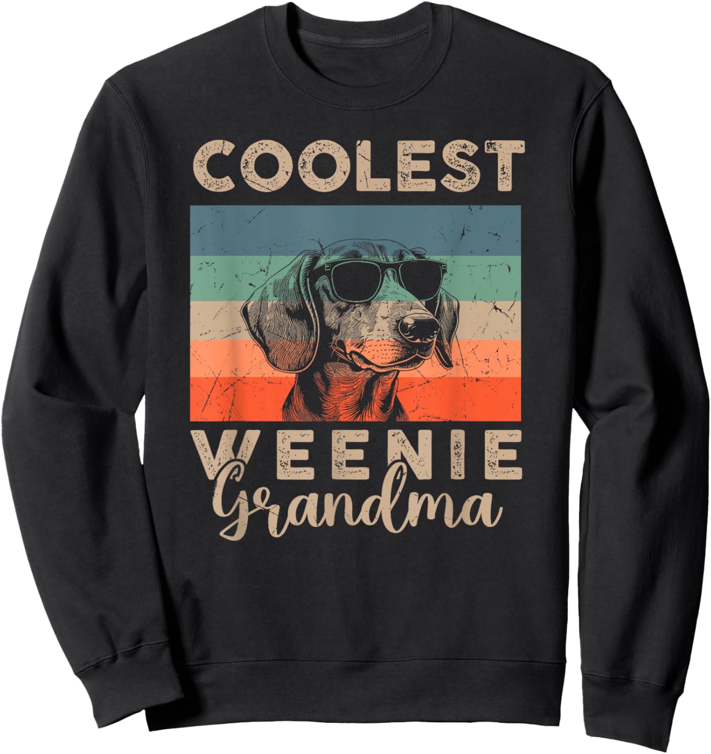 Vintage Weenie Coolest Grandma Gifts Funny Dog Pet Sweatshirt - Sweatshirt | Black