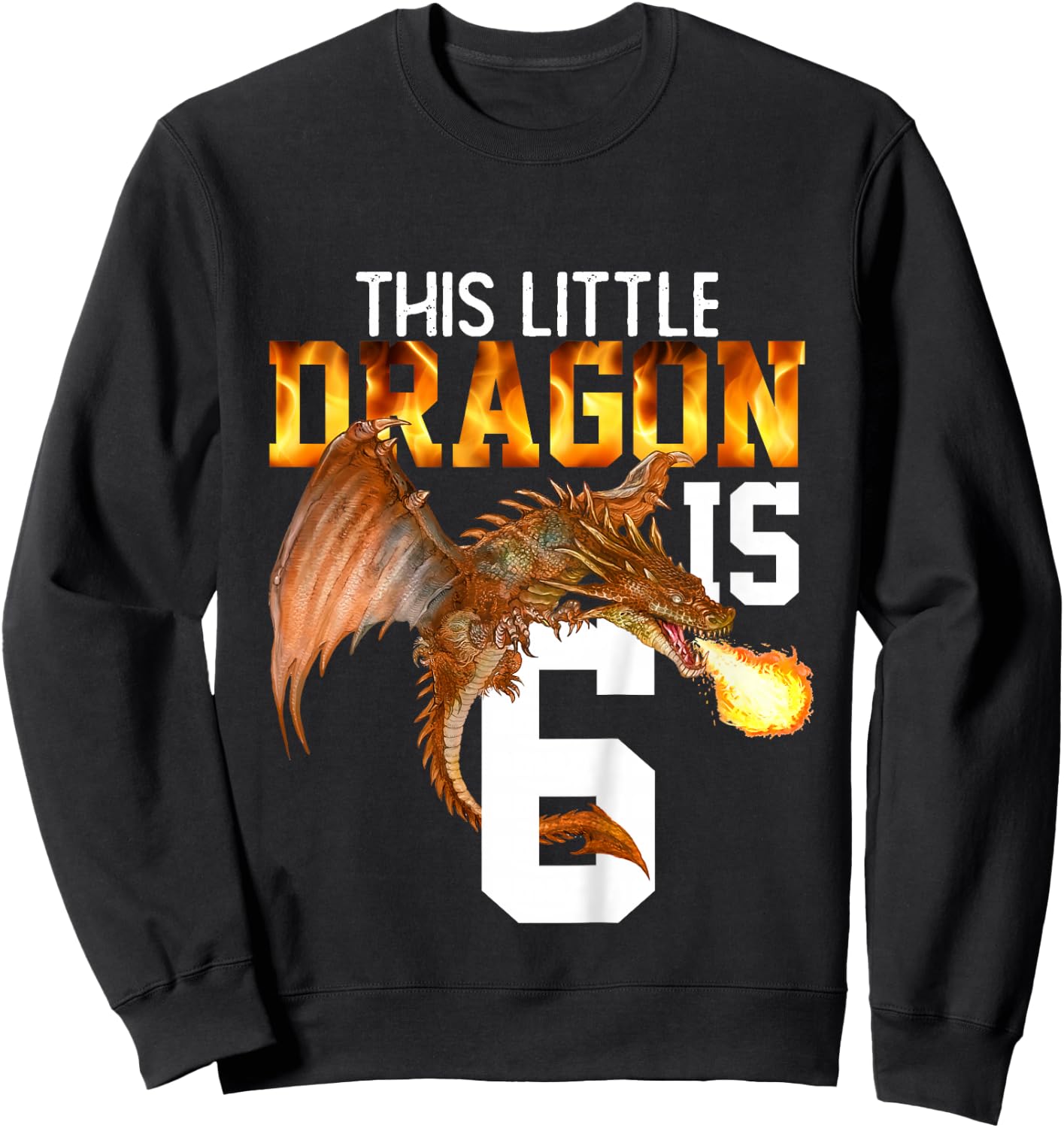 Turning 6 Year Old Birthday Gift Boy Dragon 6th Bday Girl Sweatshirt - Sweatshirt | Black