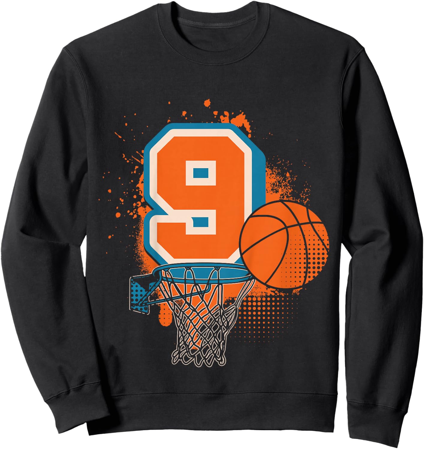 Kids 9th Birthday Boy Basketball Player Basketball 9 Years Old Sweatshirt - Sweatshirt | Black