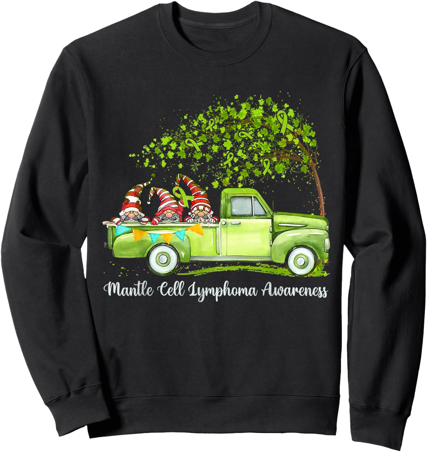 Gnomes Riding Truck Mantle Cell Lymphoma Awareness Sweatshirt - Sweatshirt | Black