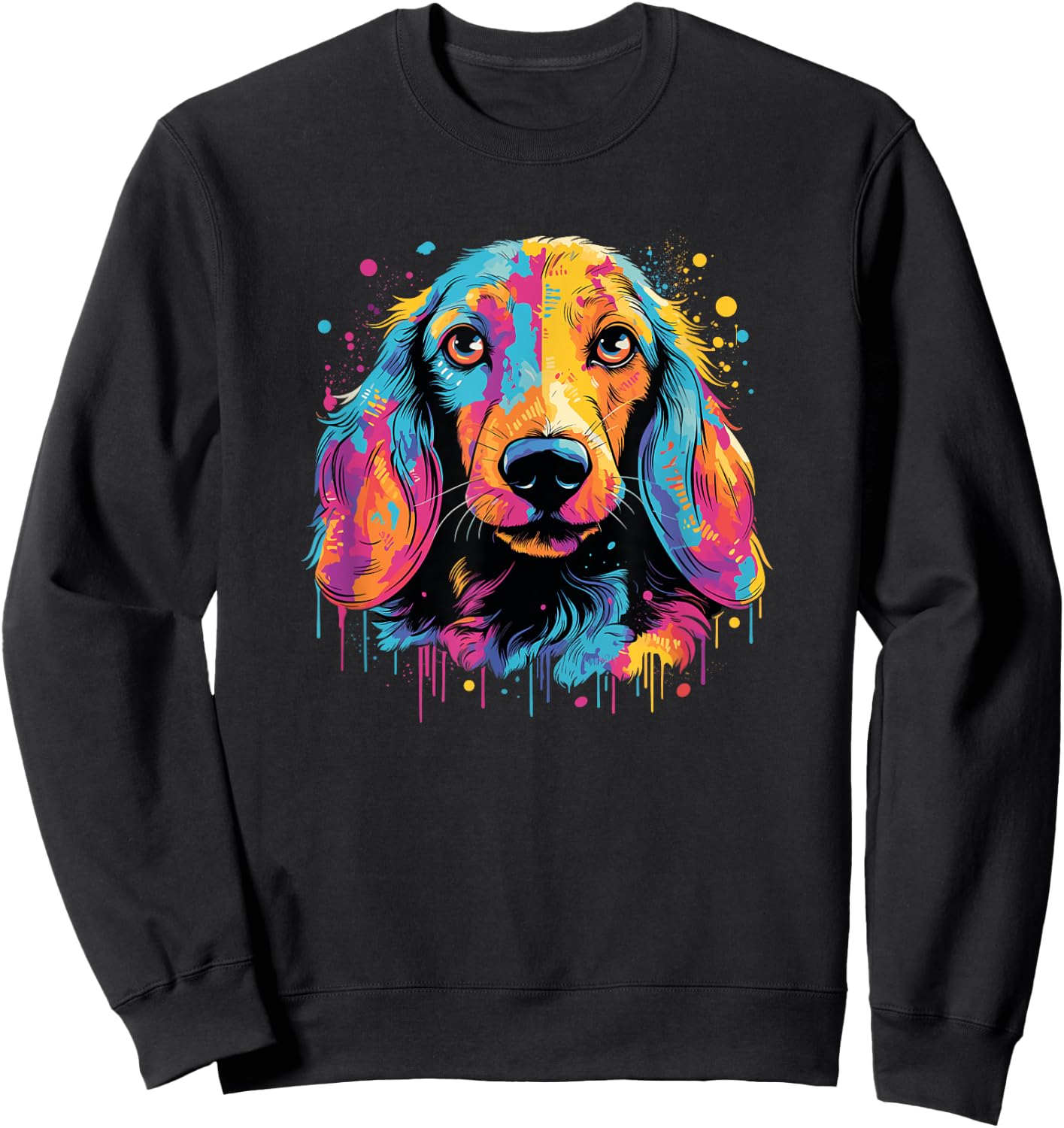 Arthog Dachshund Dog Art Design - Black, Small, Short Sleeve, Classic Fit, Pull On, Machine Wash Sweatshirt - Sweatshirt | Black
