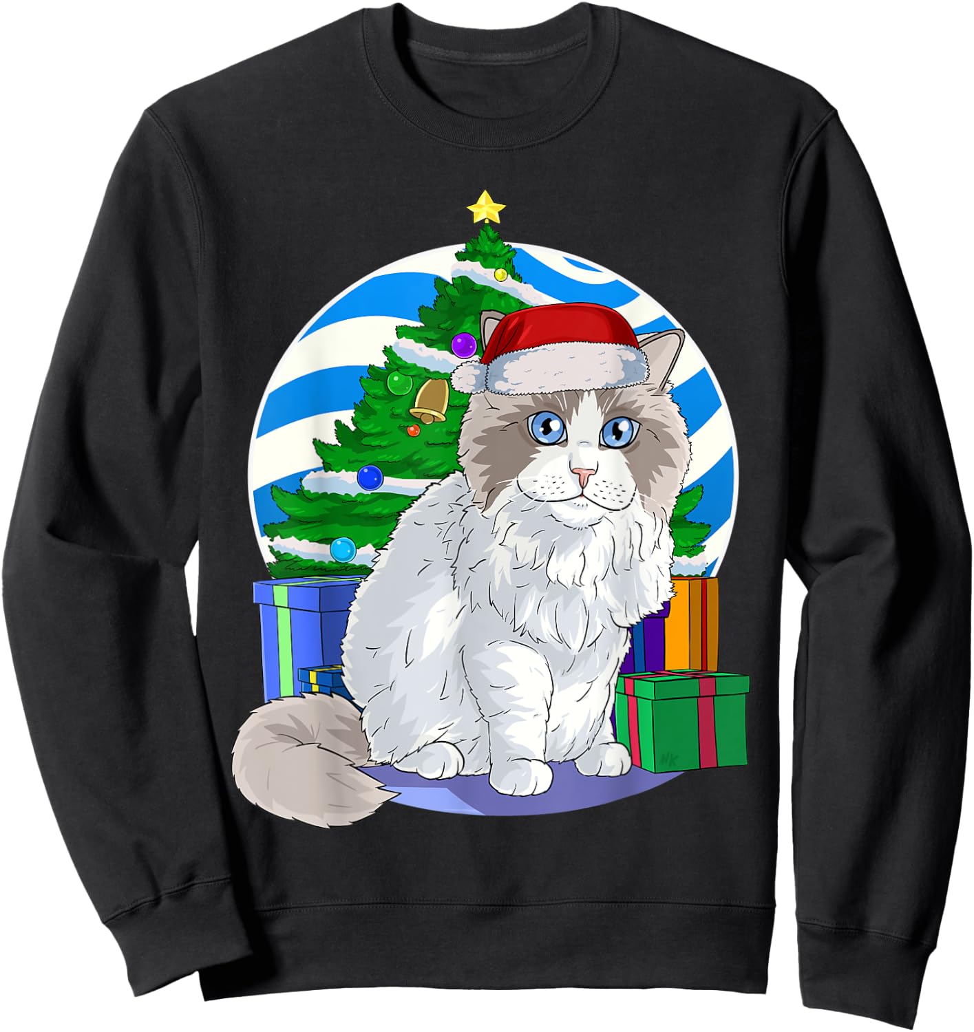 Ragdoll Cat Santa Christmas Tree Decor Sweatshirt - Sweatshirt | Black