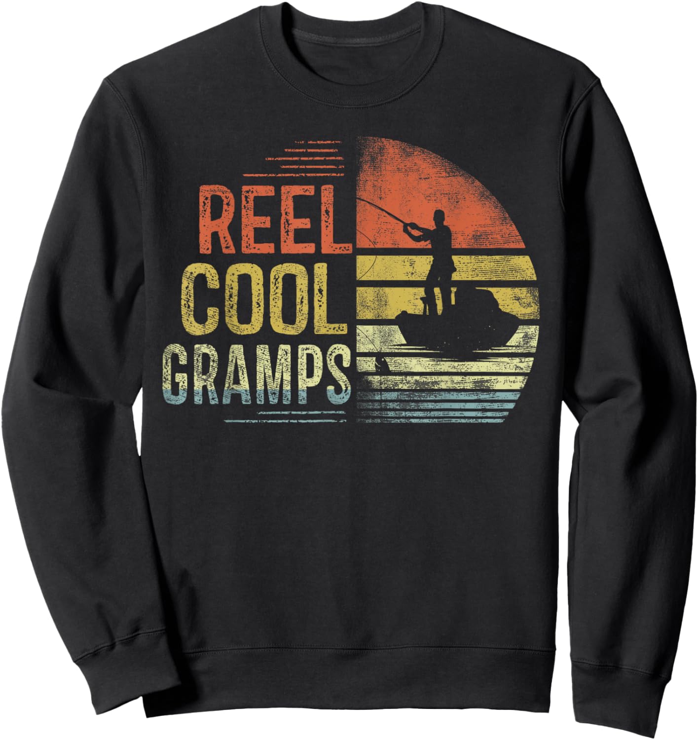 Reel Cool Gramps Fishing Gifts Gramps Birthday Vintage Sweatshirt - Sweatshirt | Black