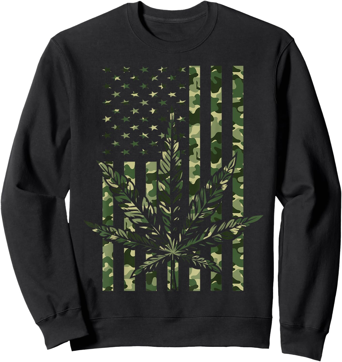 American Flag Camo Legalize Marijuana Patriotic Pot Lover Sweatshirt - Sweatshirt | Black