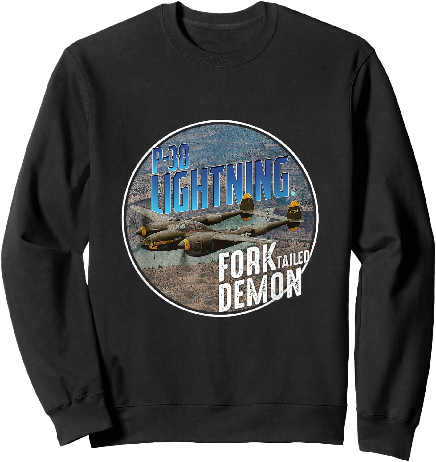 P-38 Lighting WW2 Plane Aircraft Aviation WW2 Airplane Gift Sweatshirt - Sweatshirt | Black