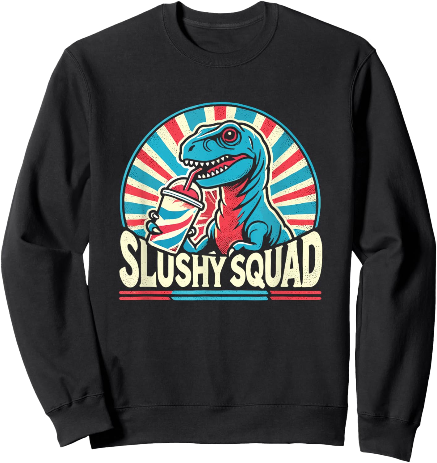 Slushy Squad T-Rex Retro Design Sweatshirt - Sweatshirt | Black