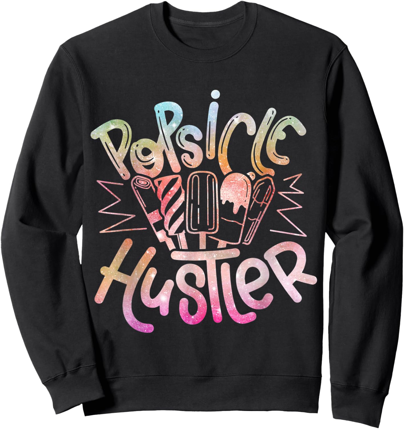 Funny Ice Cream Retro Popsicle Hustler Men Women Kids Sweatshirt - Sweatshirt | Black