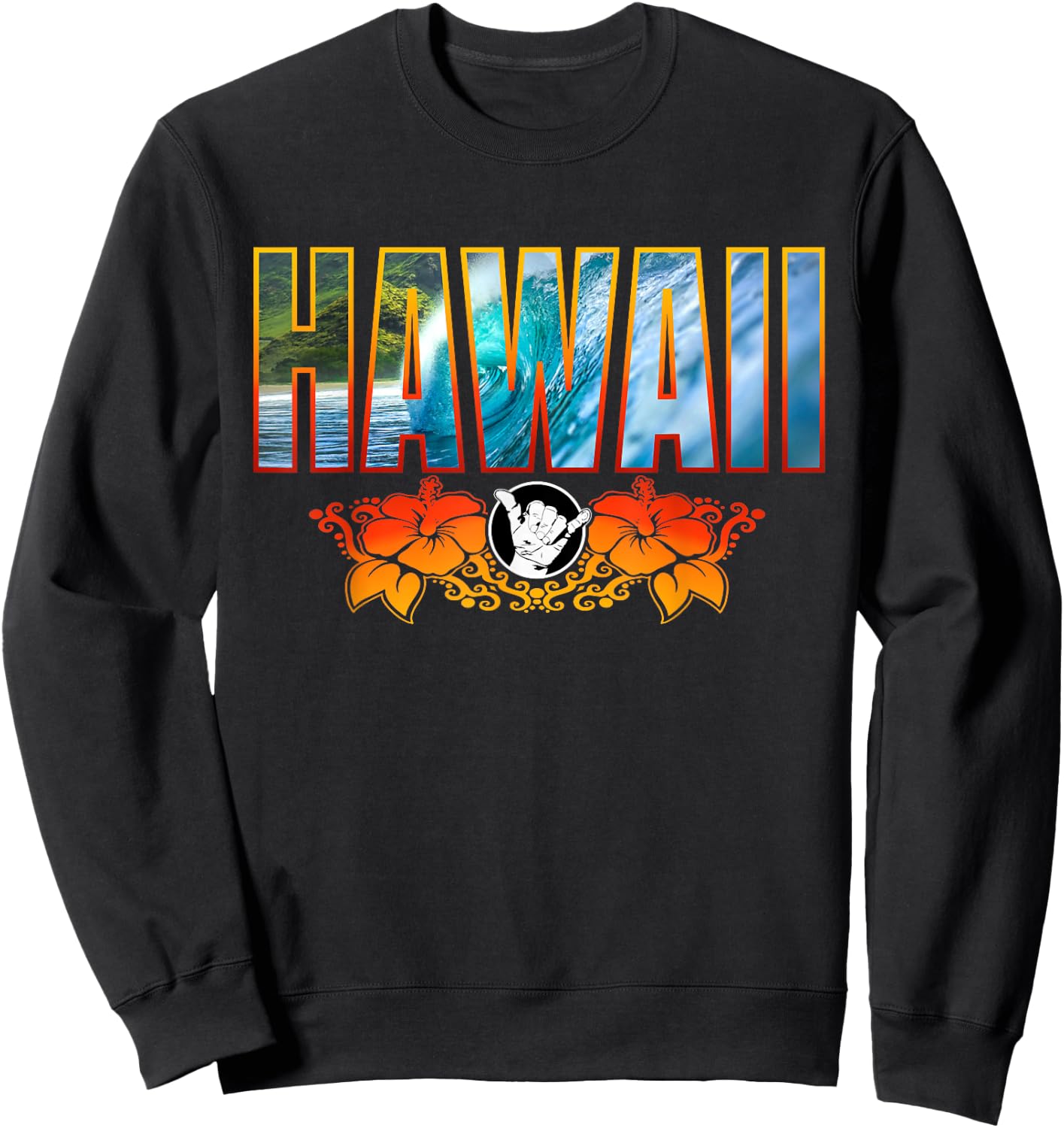Shaka Bra Hawaii Surf Hawaiian Island Surfing Vacation Sweatshirt - Sweatshirt | Black