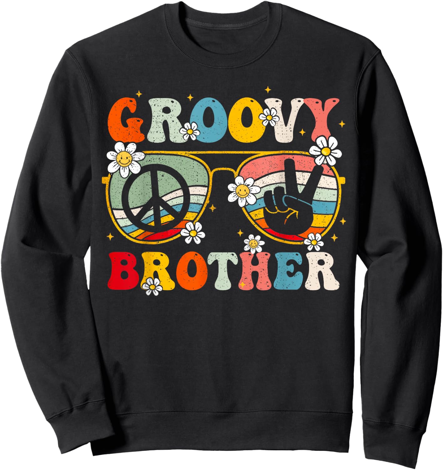 Groovy Brother Retro Matching Family Colorful 60s 70s Bro Sweatshirt - Sweatshirt | Black