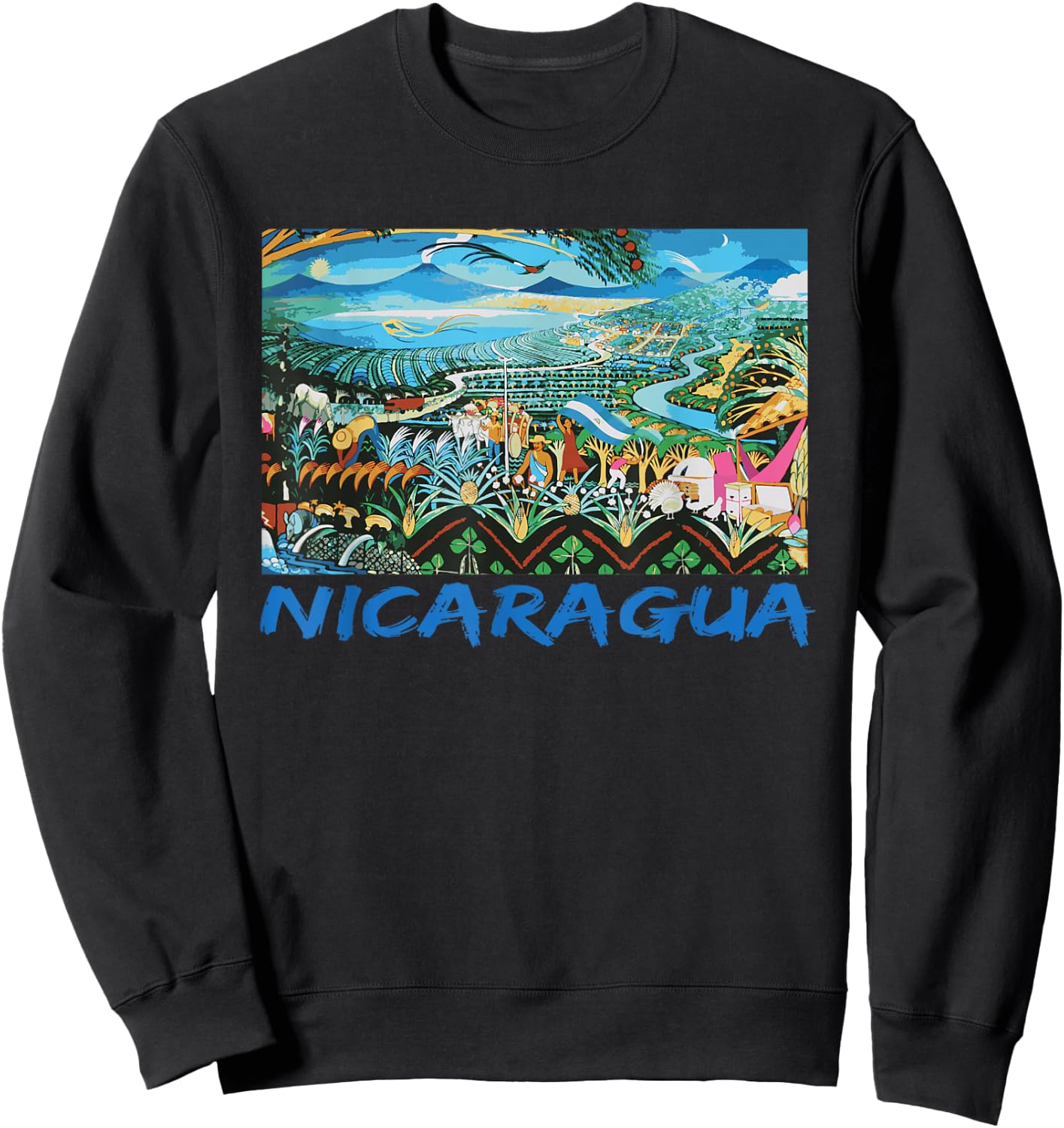 Nicaragua Artesania Central America Flag Art Sweatshirt - Sweatshirt | Black