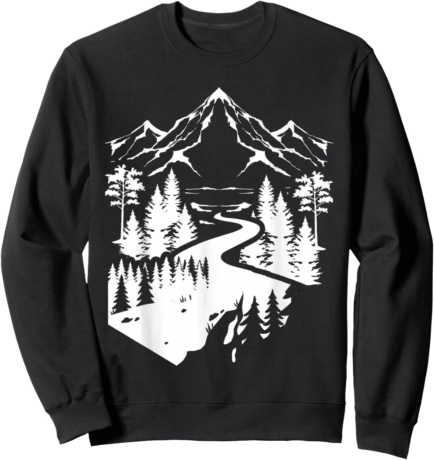 Outdoor Nature Mountain Hiker Forest Path Tree Hiking Sweatshirt - Sweatshirt | Black