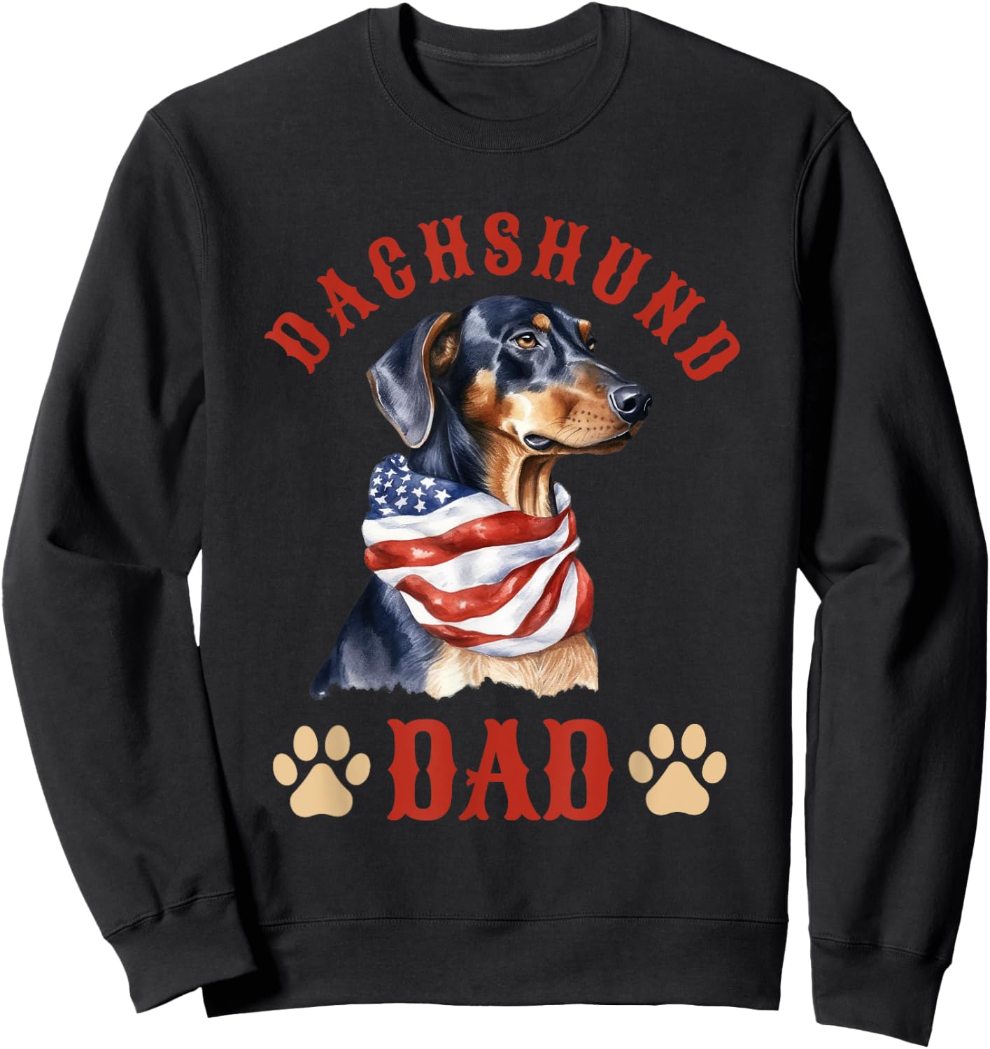 Dachshund Dad Dog Father's Day 4th of July Kids Men Sweatshirt - Sweatshirt | Black