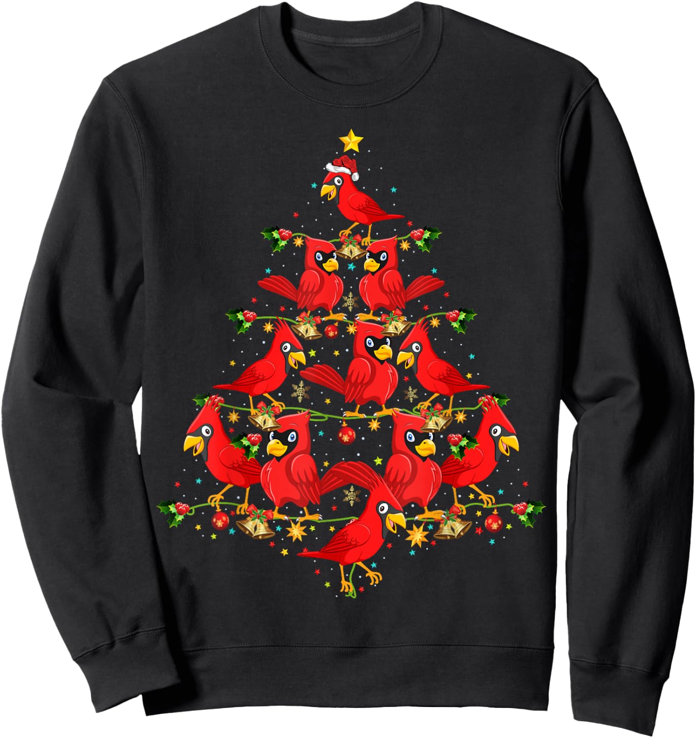 Cardinal Birds Christmas Tree Gift Funny Christmas Cardinal Sweatshirt - Sweatshirt | Black