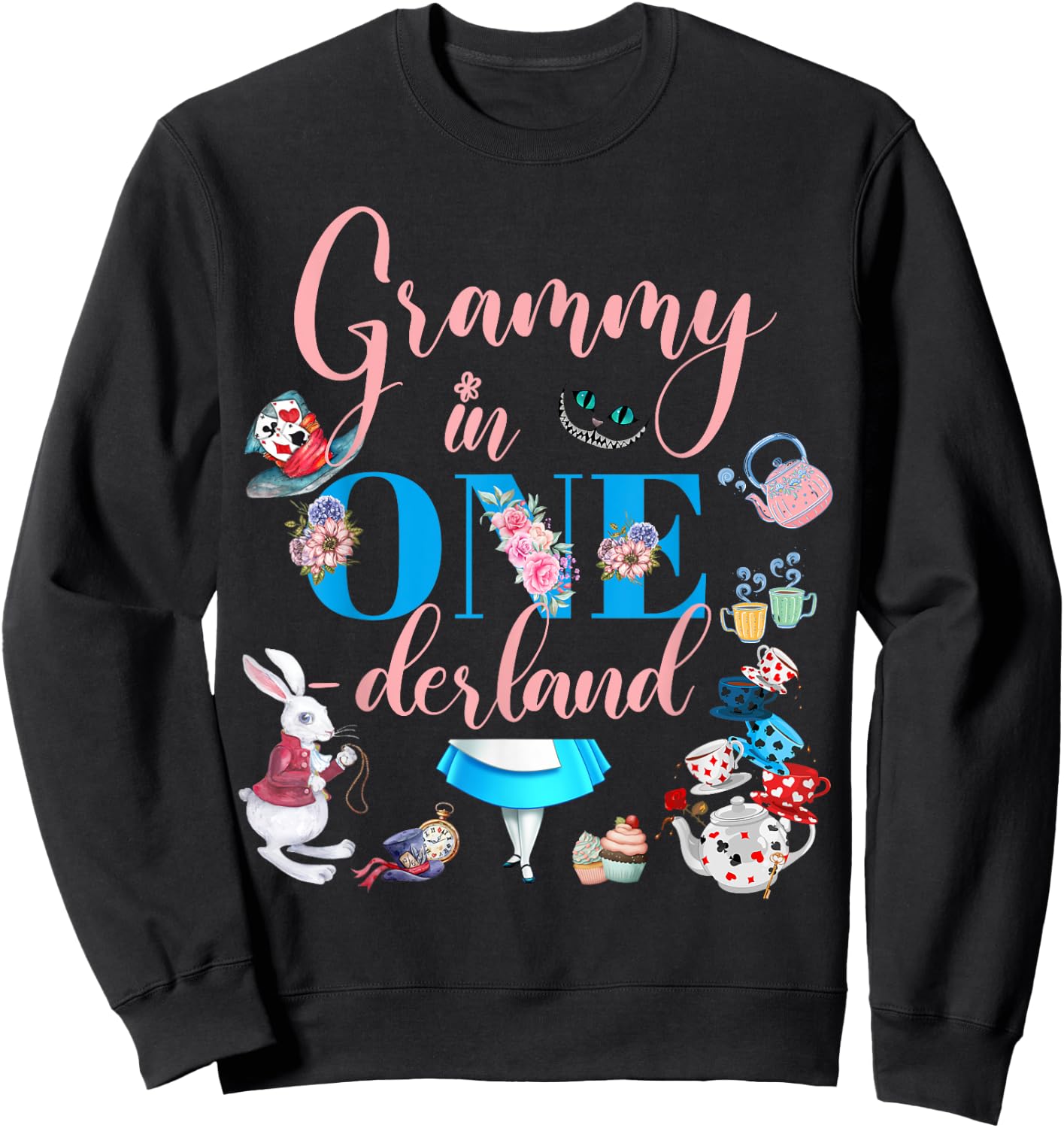Alice in ONEderland Family Grammy Of The Birthday Girl Sweatshirt - Sweatshirt | Black