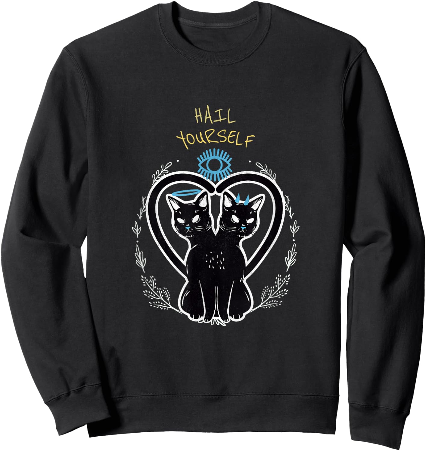 Cats from Hell Women's Hail Yourself Last Podcast on the Left Evil Cats LPOTL - Black, Small, Short Sleeve, Classic Fit, Cotton 60% Polyester 40% Sweatshirt - Sweatshirt | Black