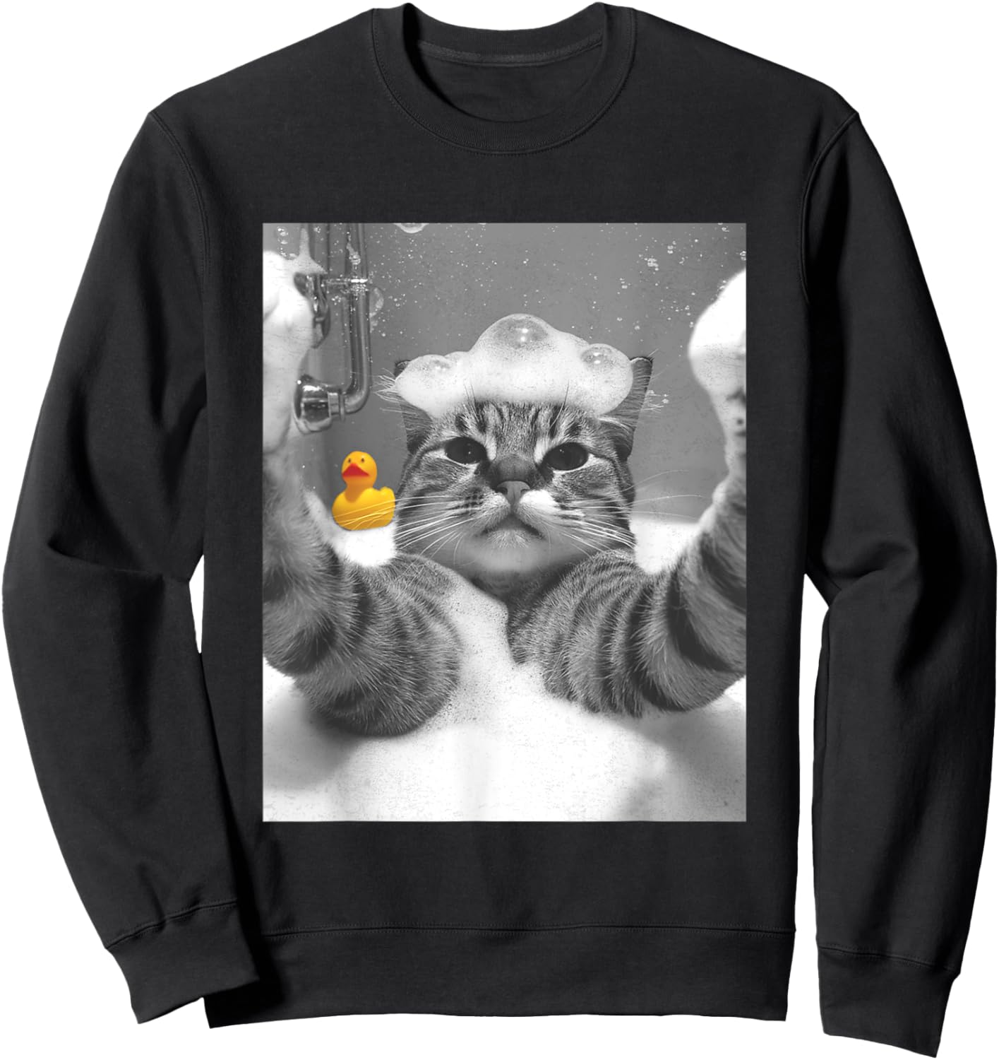 Cat Selfie in Bathtub Women Girls Kids Sweatshirt - Sweatshirt | Black