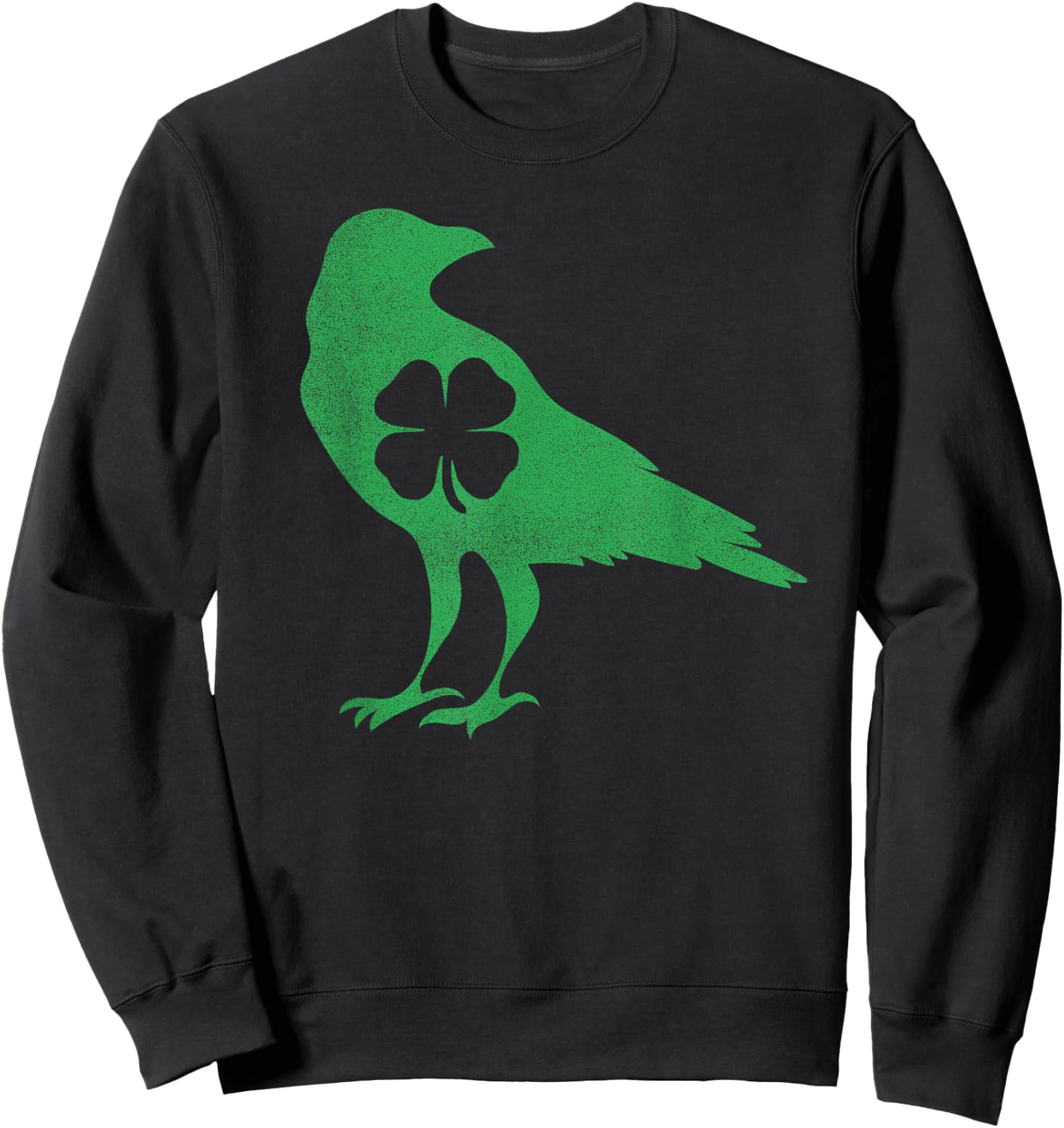 Raven Crow Bird Shamrock St. Patrick's Day Saint Paddy's Sweatshirt - Sweatshirt | Black