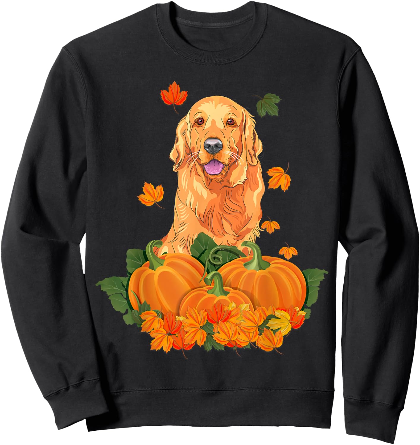 Golden Retriever Thanksgiving Pumpkin Fall Gift Sweatshirt - Sweatshirt | Black