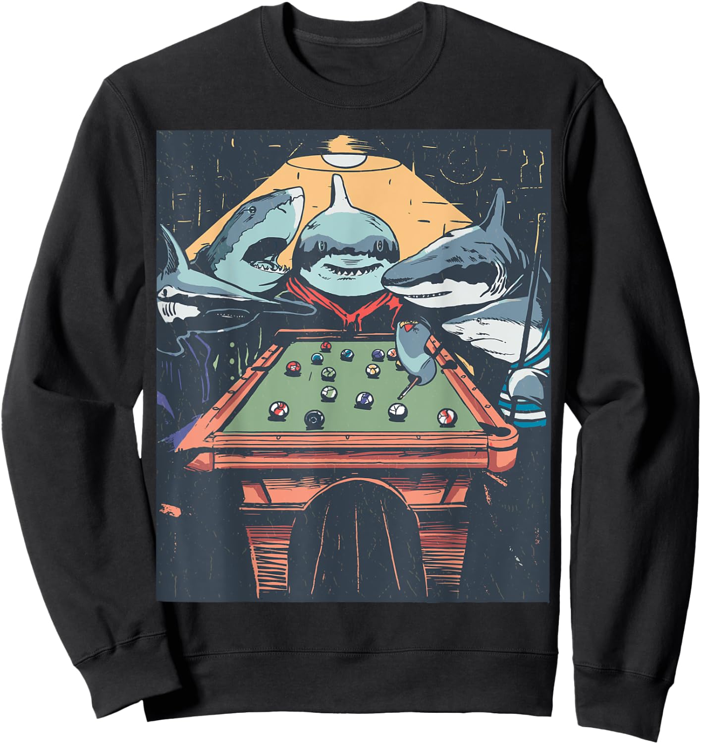 Sharky Billiards Crew - Pool Sharks Sweatshirt - Sweatshirt | Black