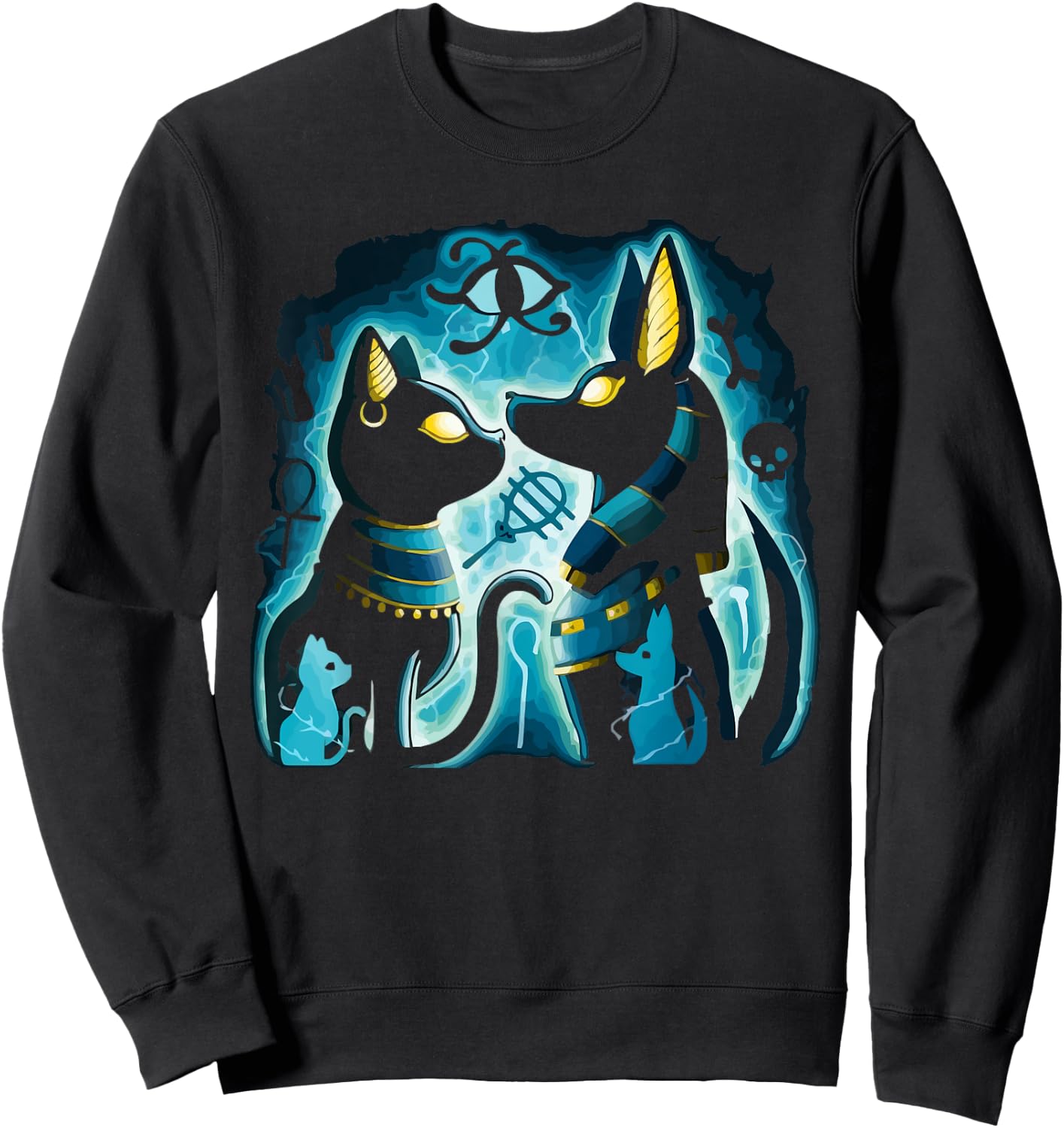 Anubis and Bastet ancient Egyptian god of the afterlife Sweatshirt - Sweatshirt | Black