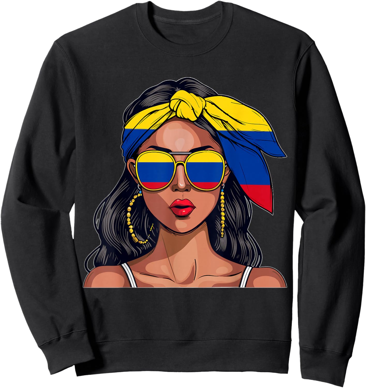 Colombianas Souvenirs Products Woman Flag Uniform Colombia Sweatshirt - Sweatshirt | Black