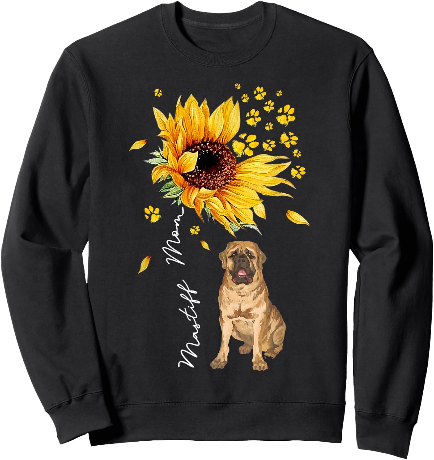 Sunflower Mastiff Mom Dog Lover Mother's Day Sweatshirt - Sweatshirt | Black