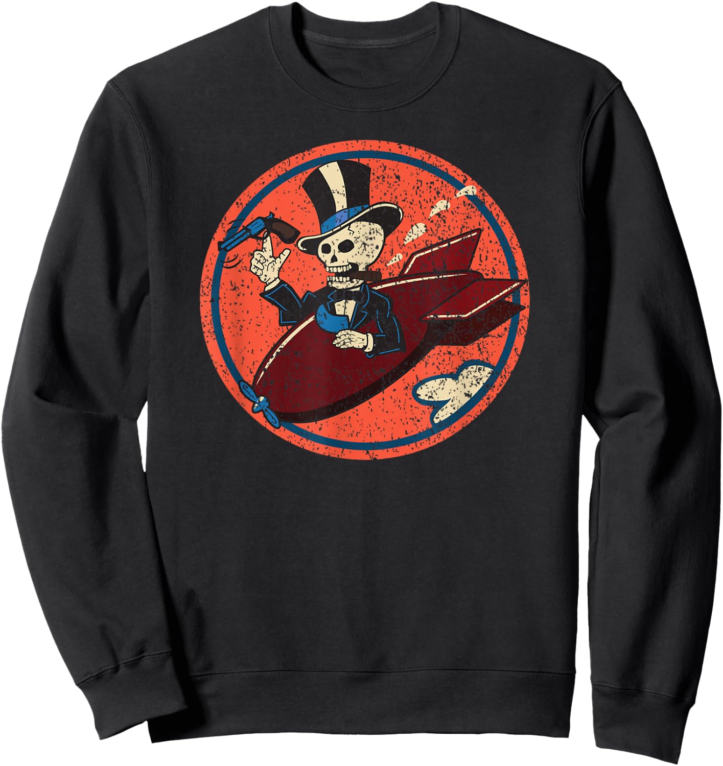 World War I 85 Bomb Squadron Pilot Training Skeleton Sweatshirt - Sweatshirt | Black