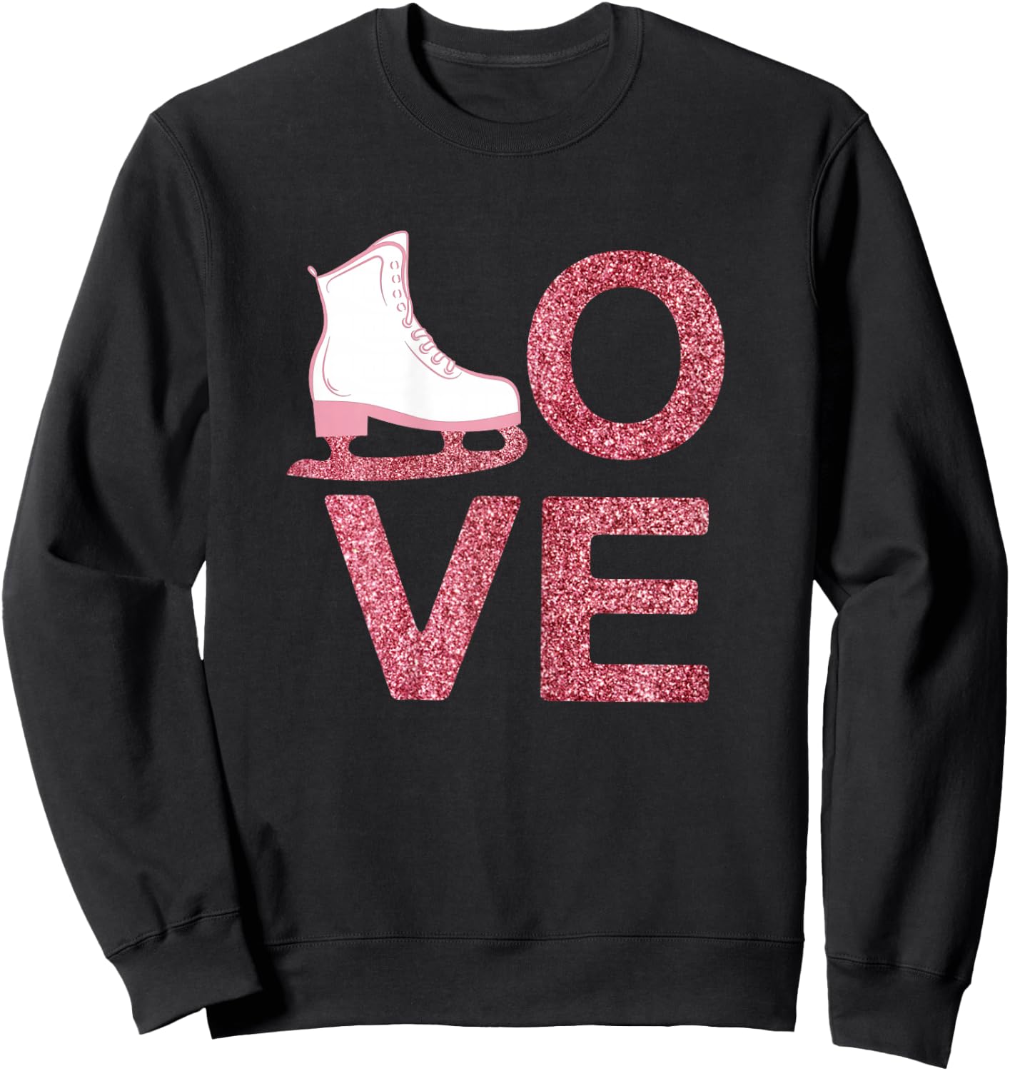 Pink Love Figure Skating Dress Ice Skating Shoes Sweatshirt - Sweatshirt | Black