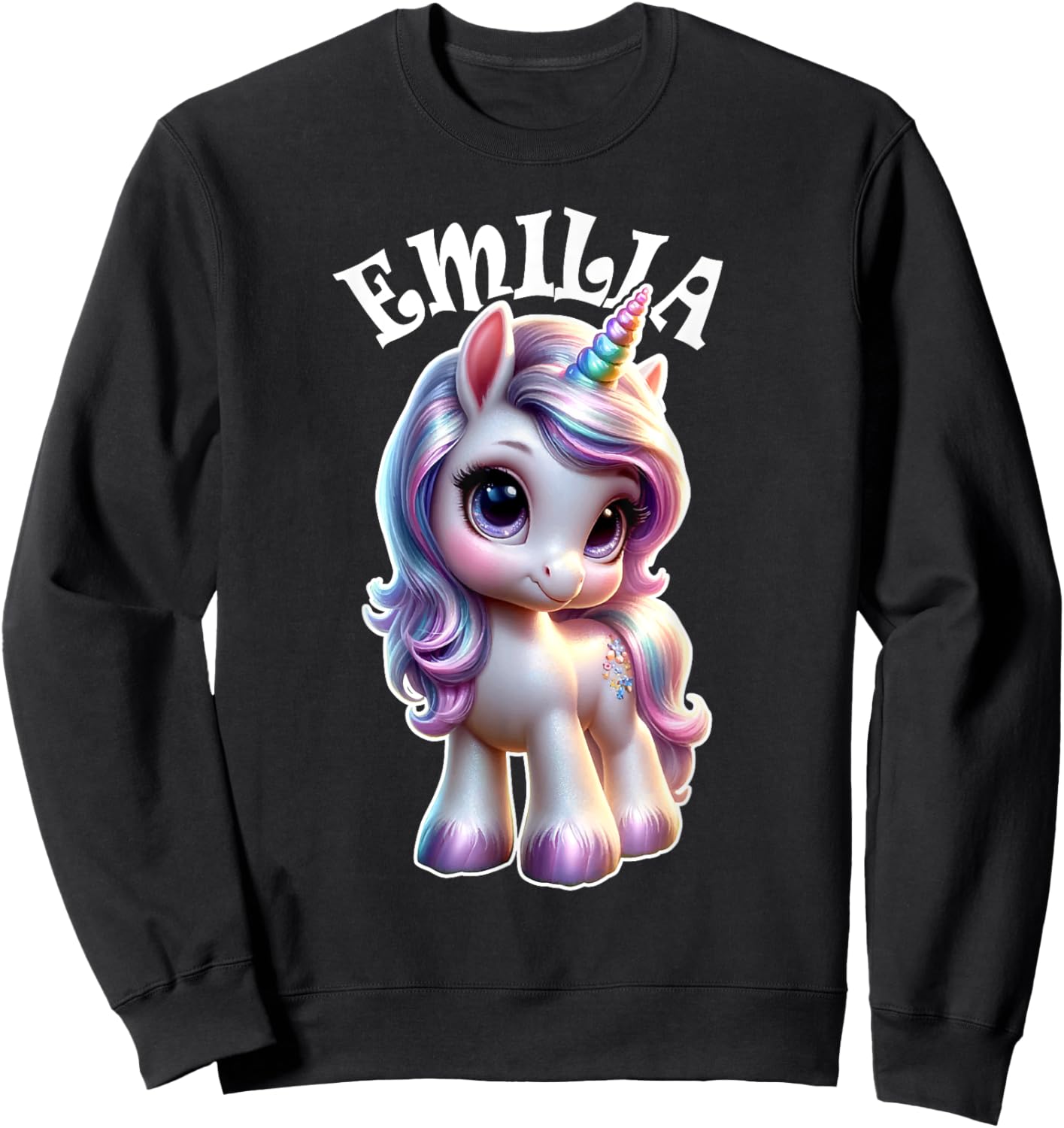 Emilia Cute Unicorn Design for Girls Name Emilia Sweatshirt - Sweatshirt | Black