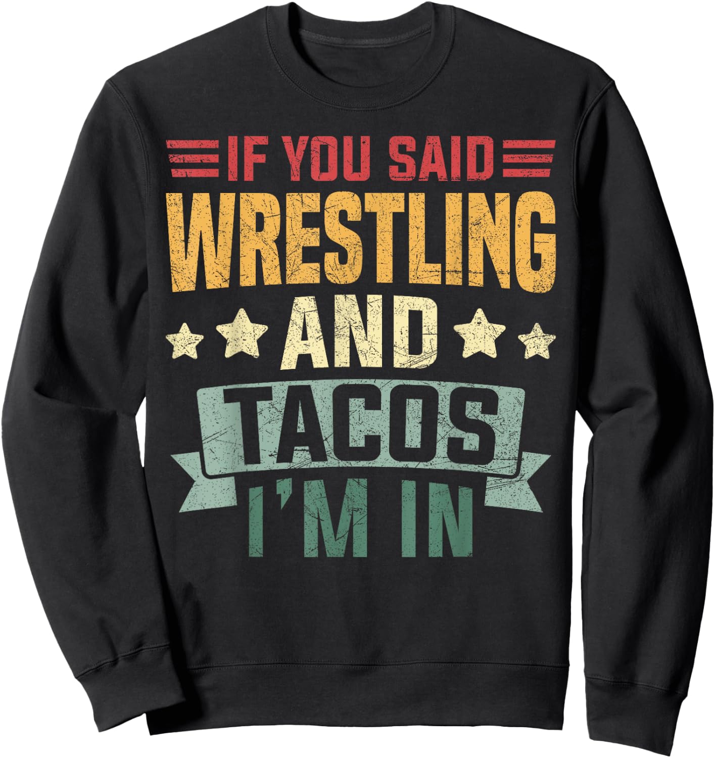 Vintage Funny Wrestling And Tacos Coach Men Boys Sweatshirt - Sweatshirt | Black