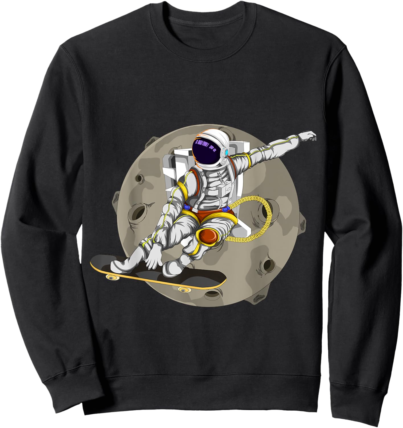 Planets Skateboard Men Boys Kids Astronaut Sweatshirt - Sweatshirt | Black
